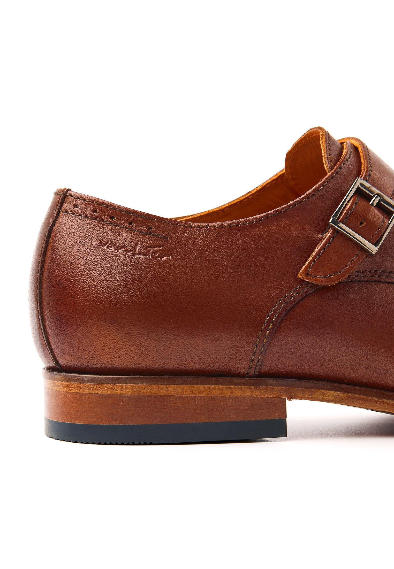Cognac-Glattleder Rhodes Schnallenschuh