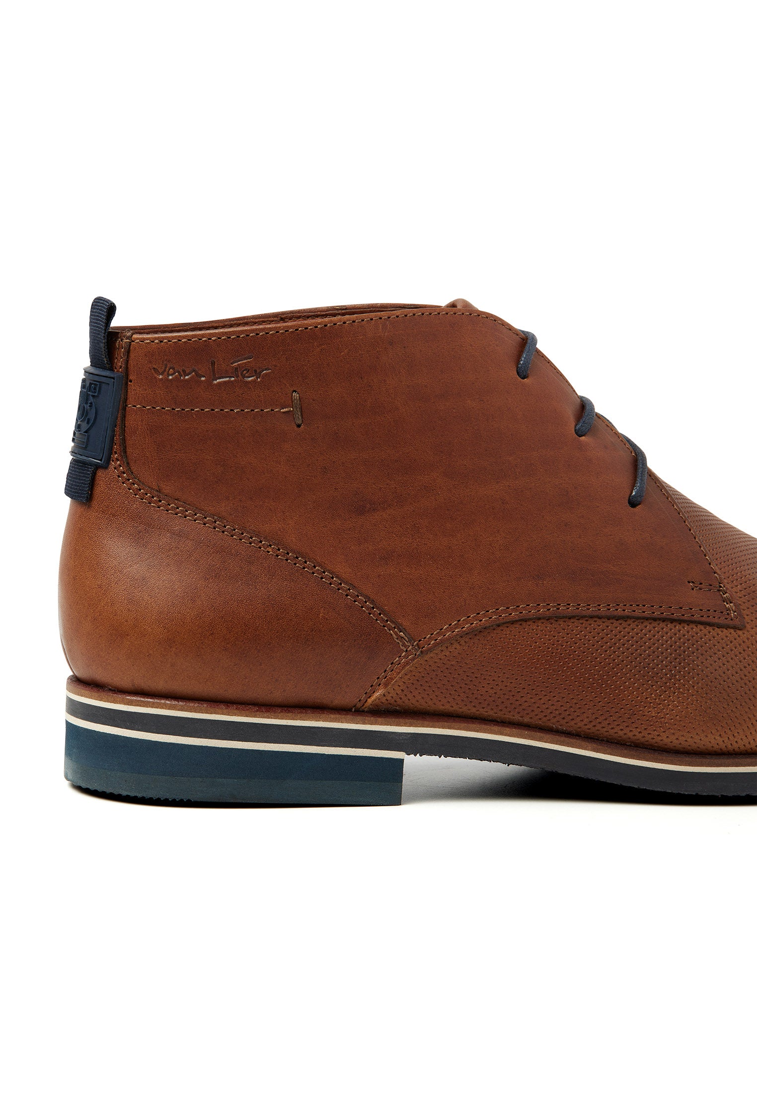 Braun cognac Glattleder Sabinus Schnürschuh mit feinem Print