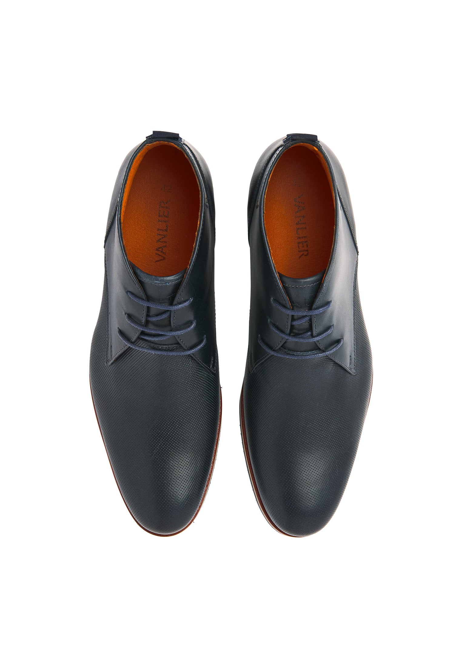 Navy gladleren Sabinus halfhoge veterschoen met fijne print