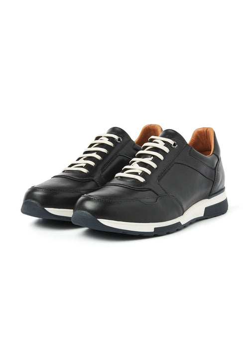 Zwart gladleren Positano sneaker