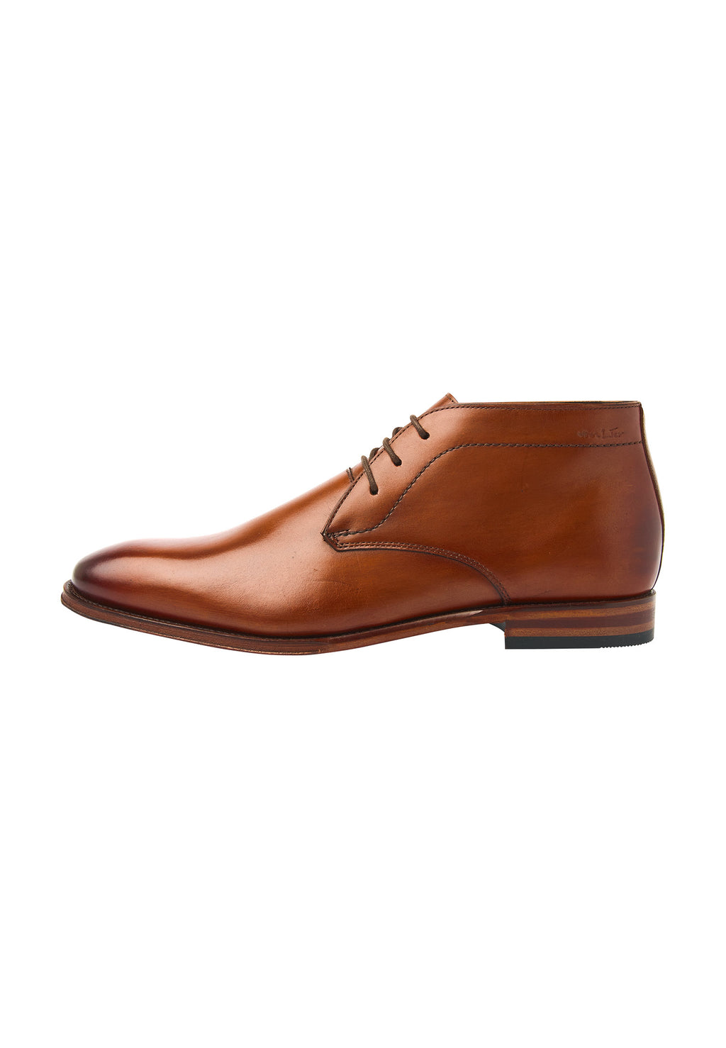 Cognac gladleren Madison halfhoge veterschoen