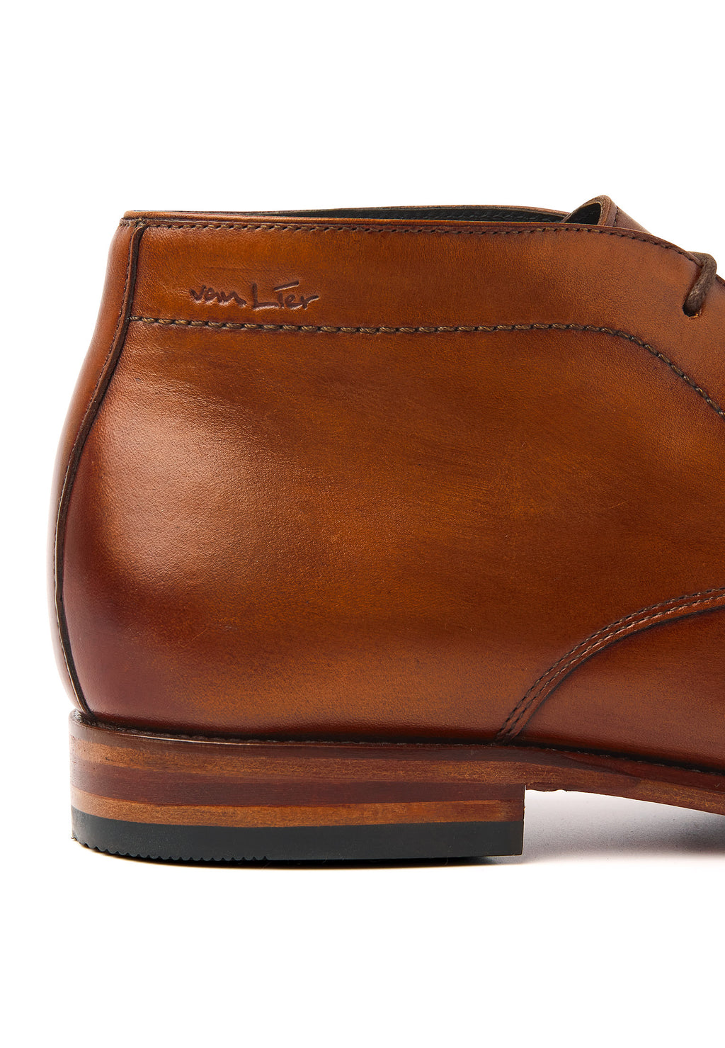 Cognac gladleren Madison halfhoge veterschoen