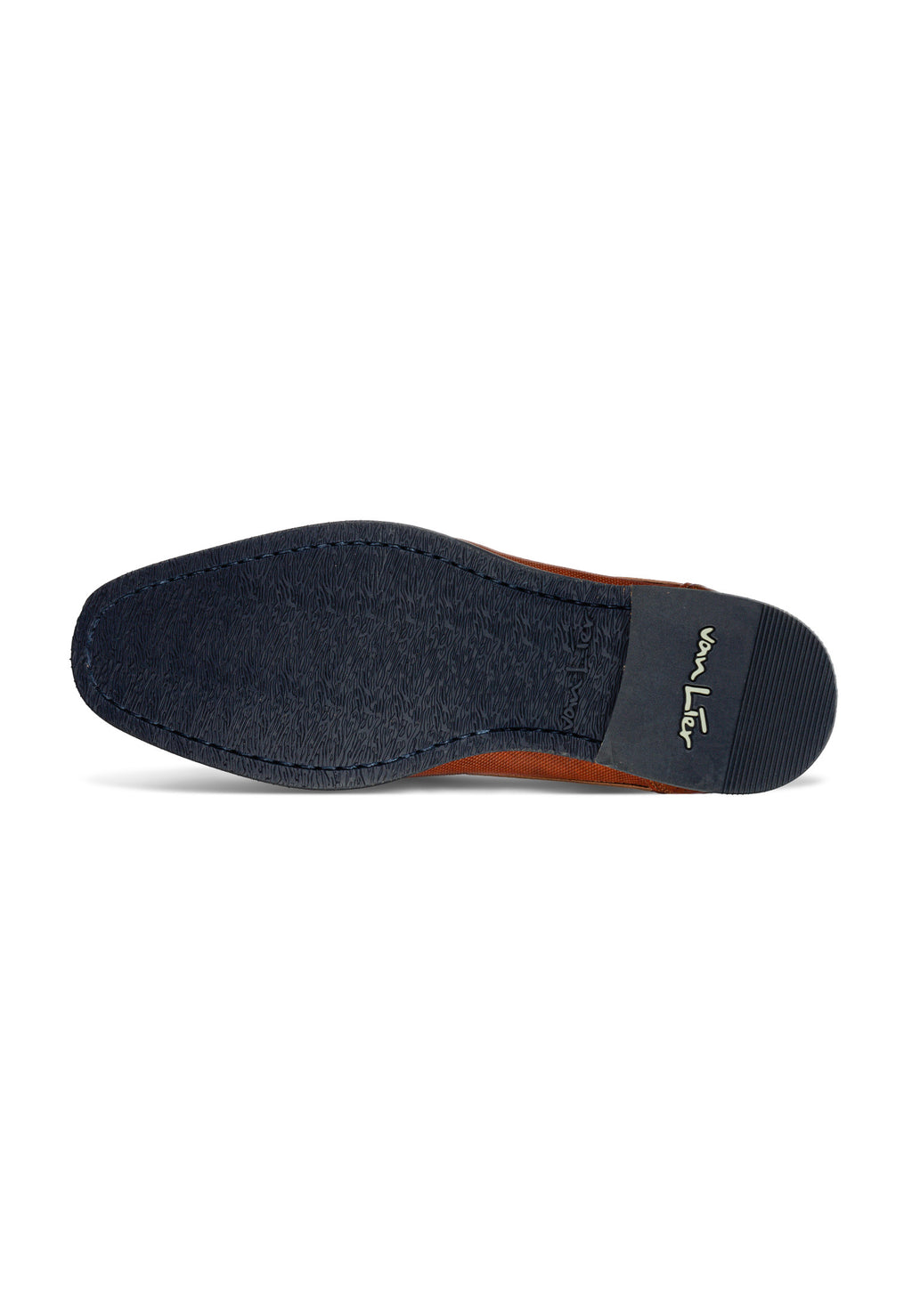Cognac gladde Loafer Amalfi halfhoge veterschoen met fijne print