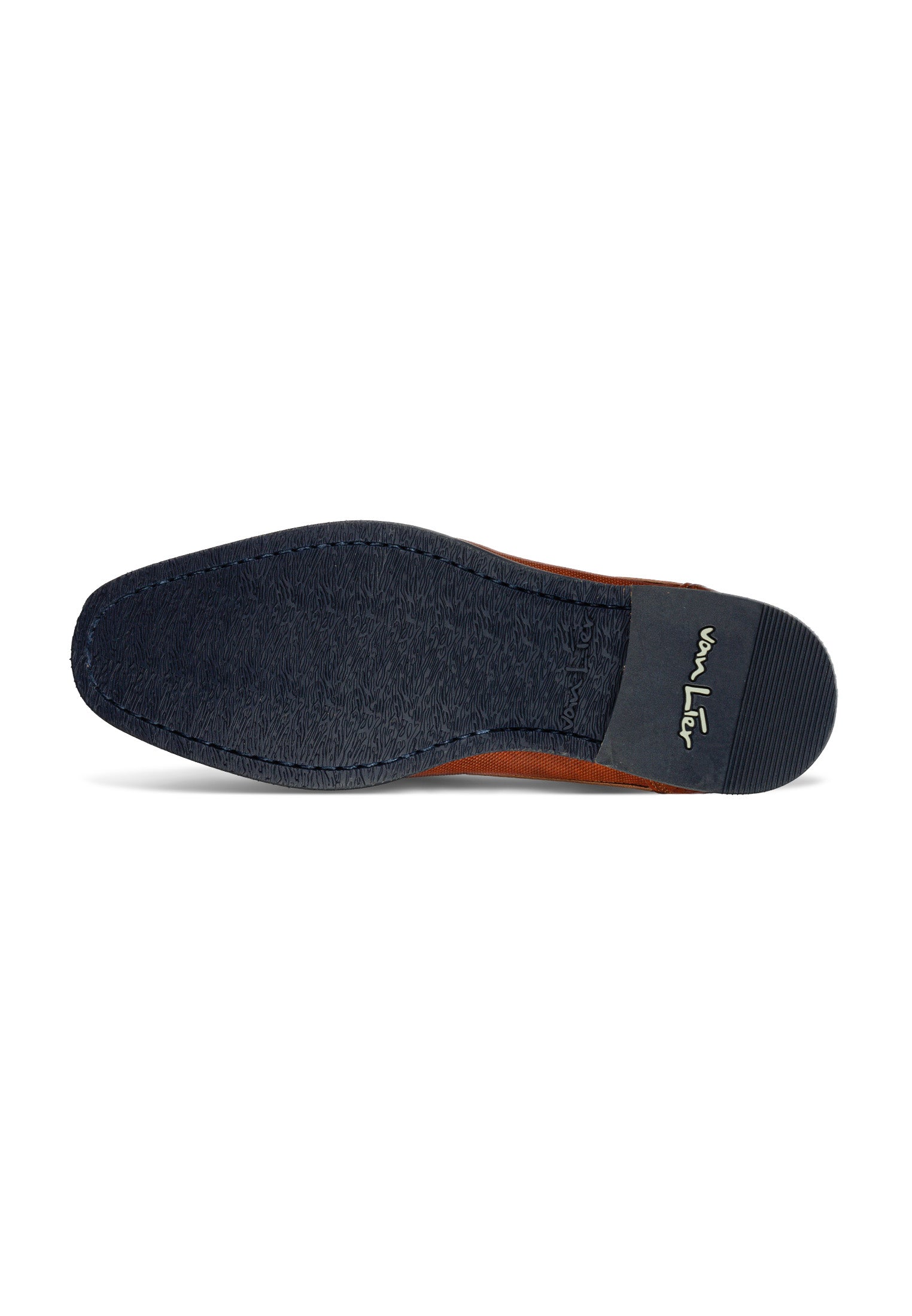 Cognac gladde Loafer Amalfi halfhoge veterschoen met fijne print