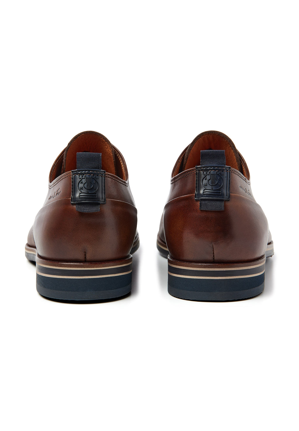 Cognac gladde loafer Sabinus veterschoen met fijne print