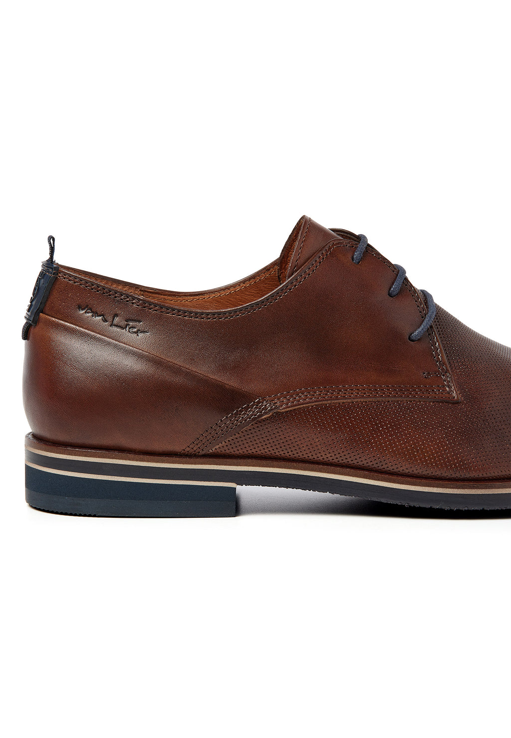 Cognac gladde loafer Sabinus veterschoen met fijne print