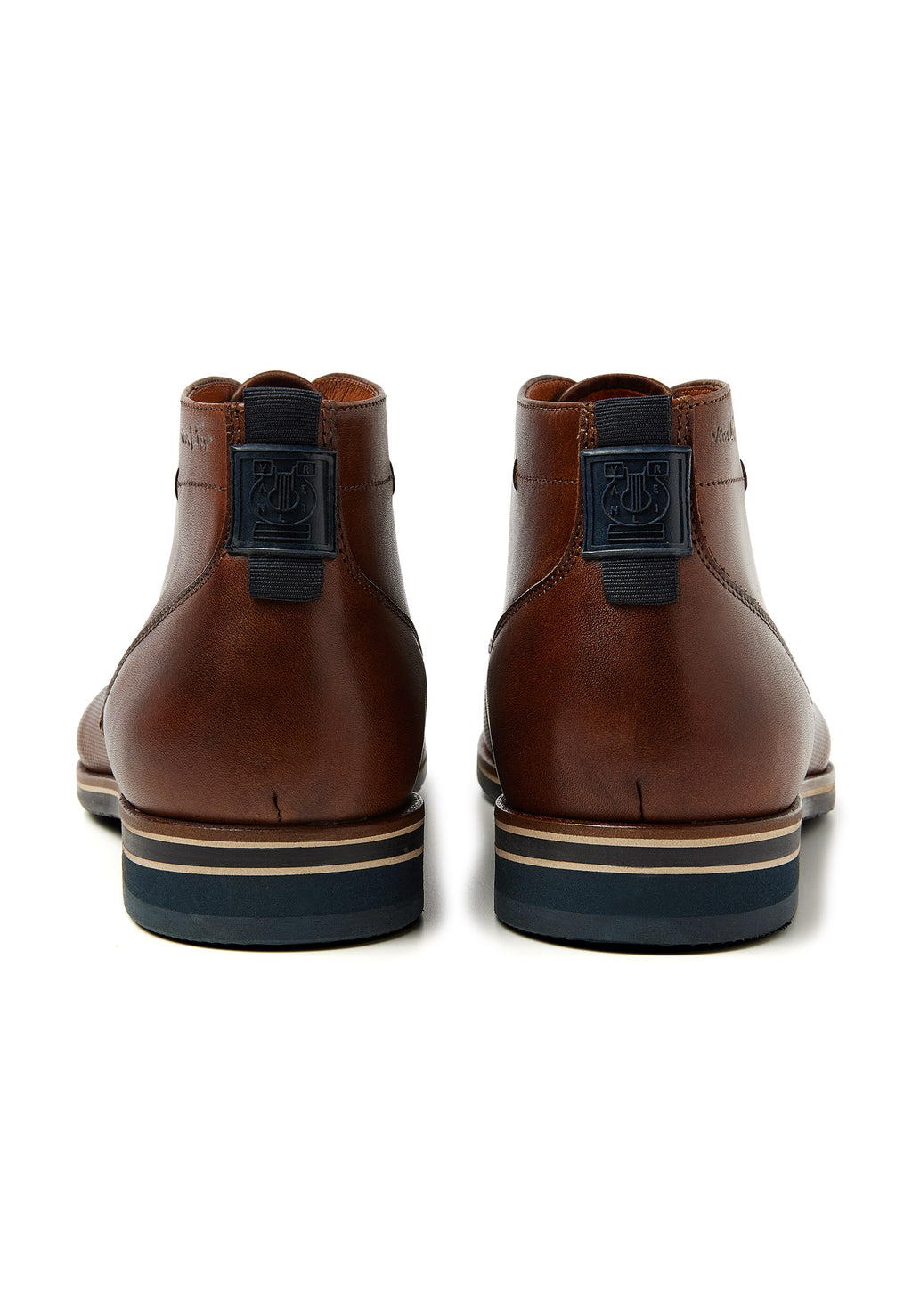 Cognac gladde loafer Sabinus halfhoge veterschoen met fijne print