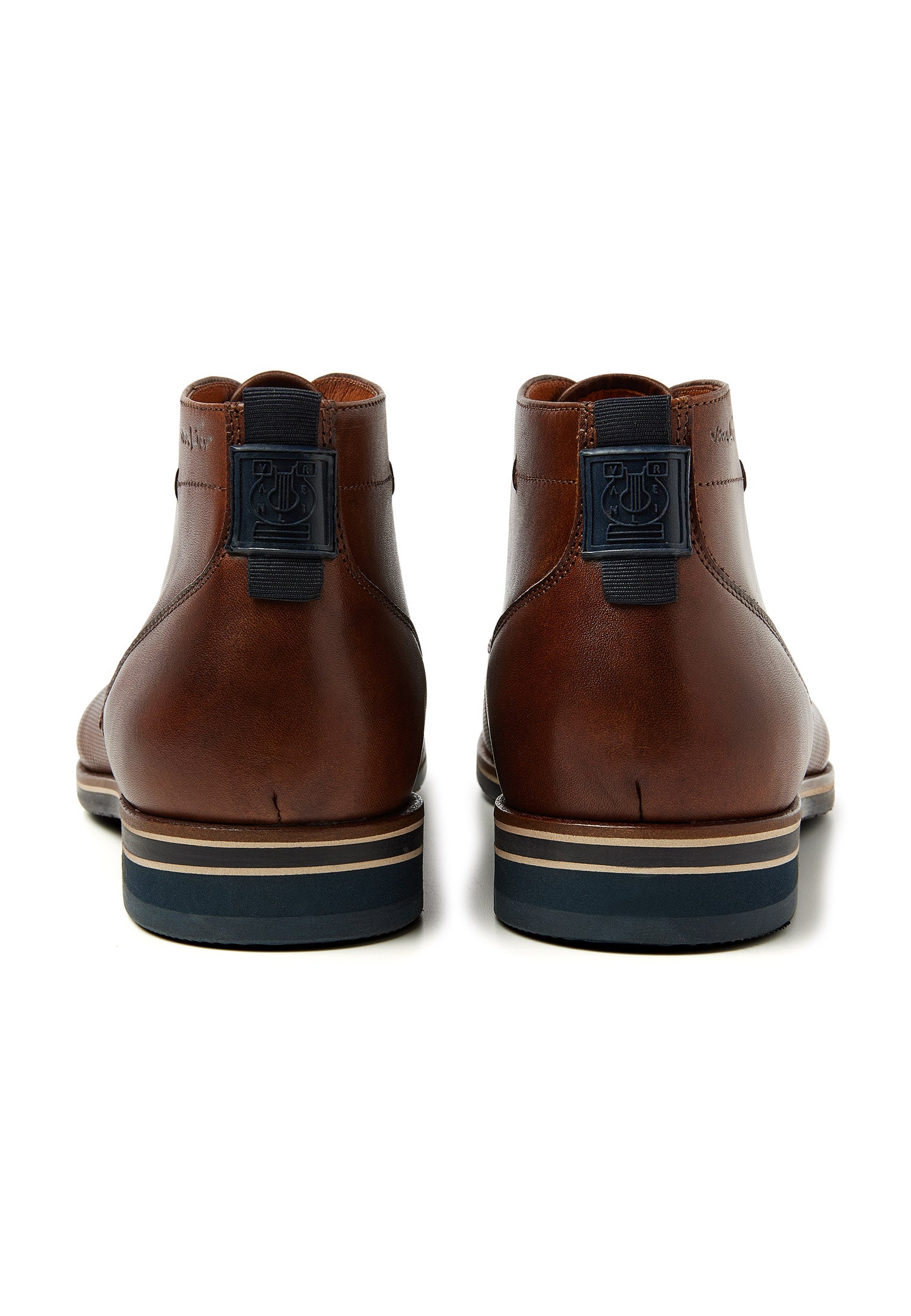 Cognac gladde loafer Sabinus halfhoge veterschoen met fijne print