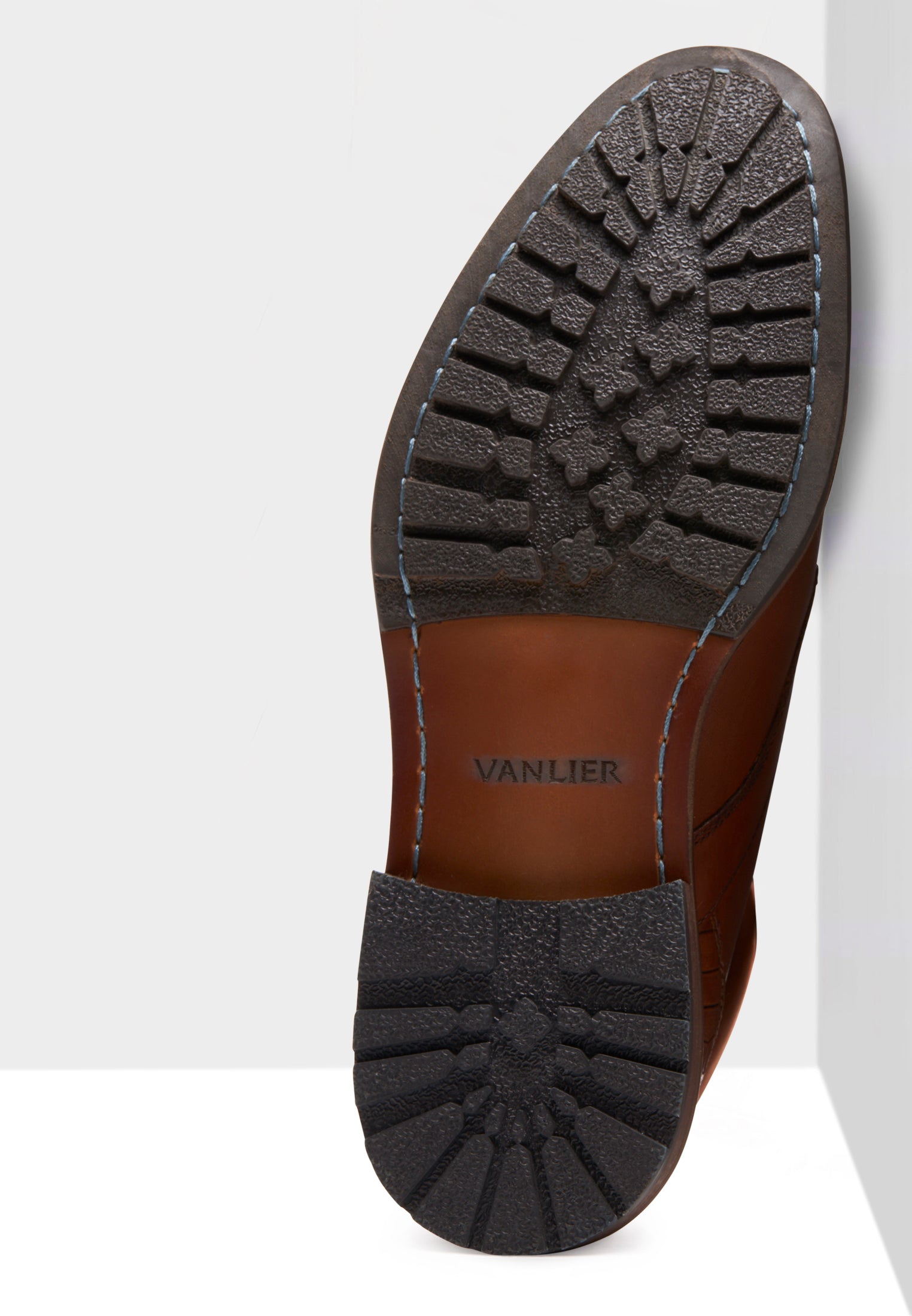 Cognac gladde leren Henry boot met fijne print