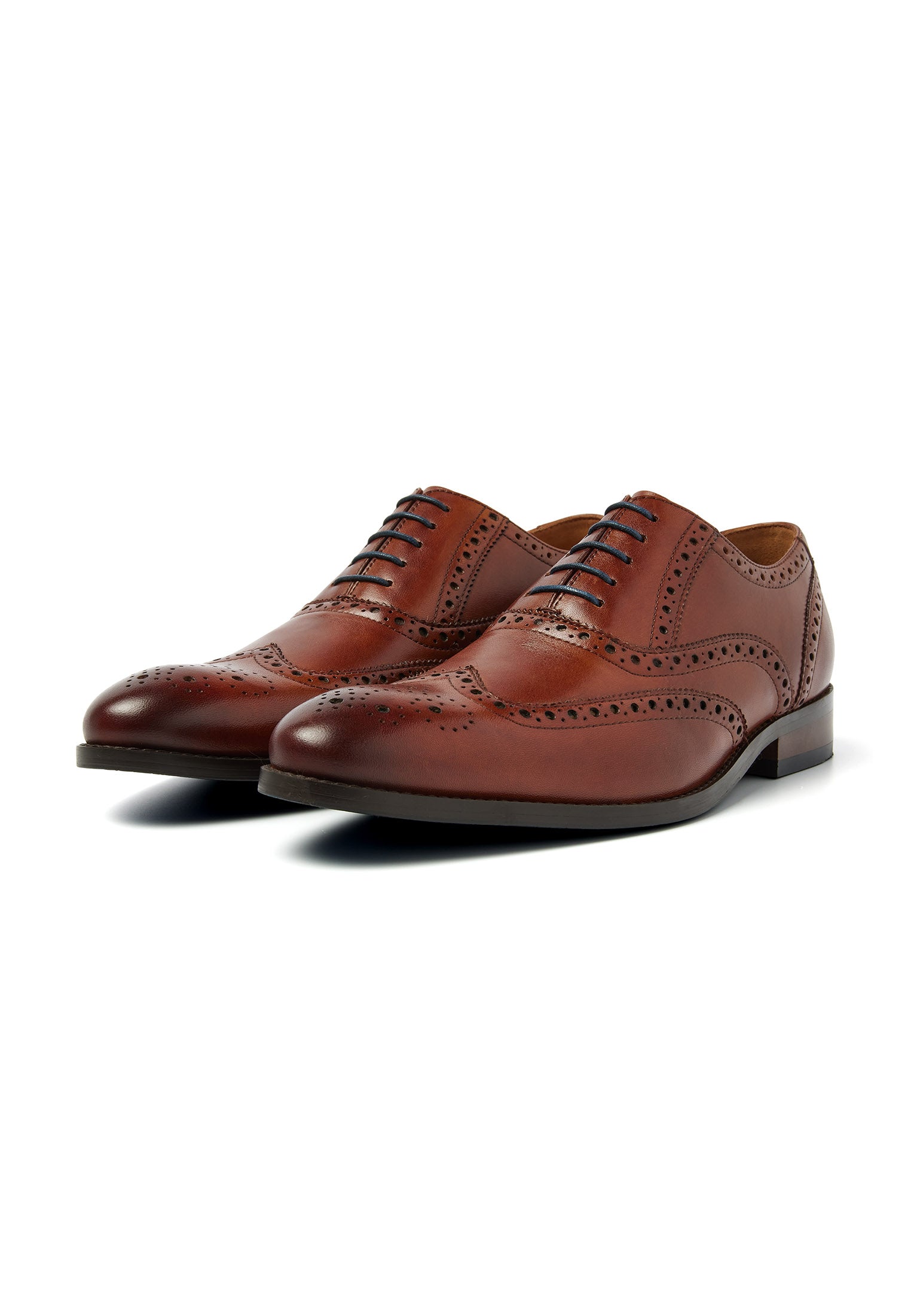 Cognac Glattleder Vienna Brogue Schnürschuh