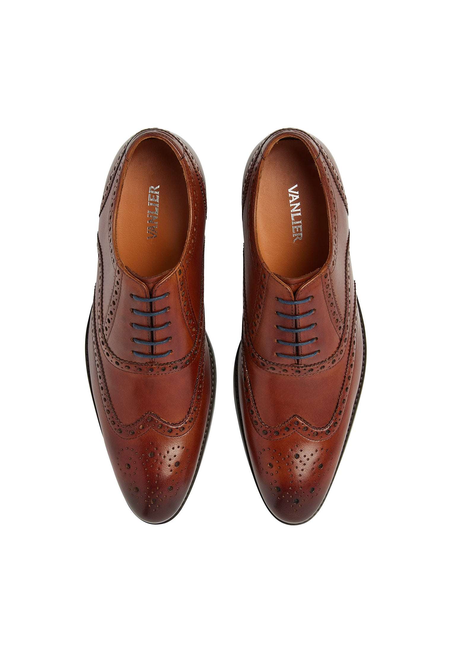 Cognac Glattleder Vienna Brogue Schnürschuh