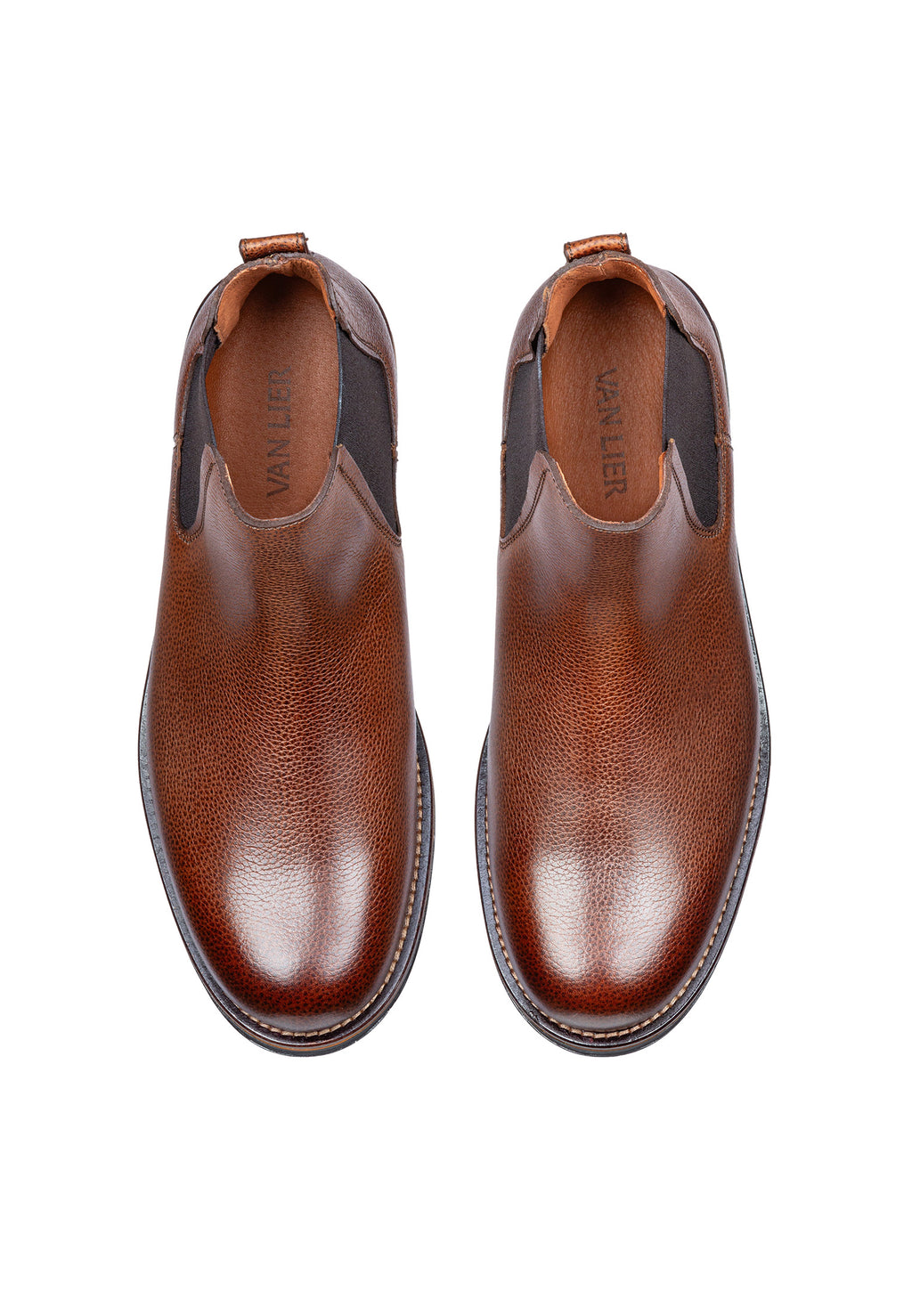 Bruin cognac gladleren Fritz chelsea boot