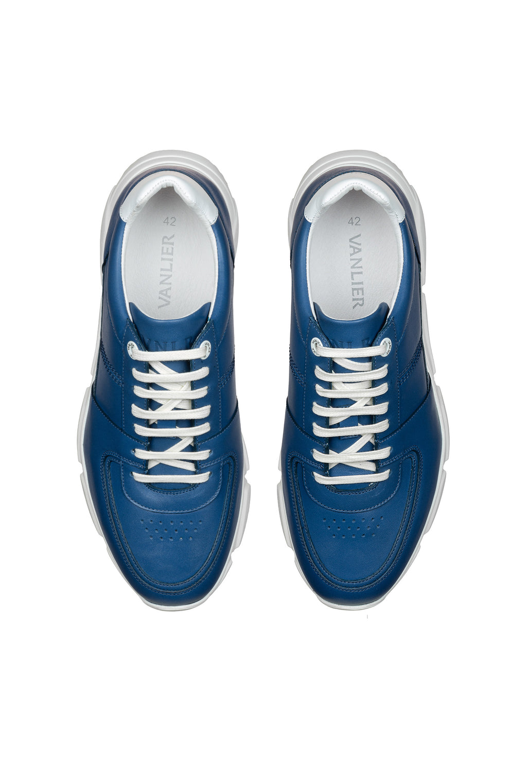Blauwe leren Luca sneaker