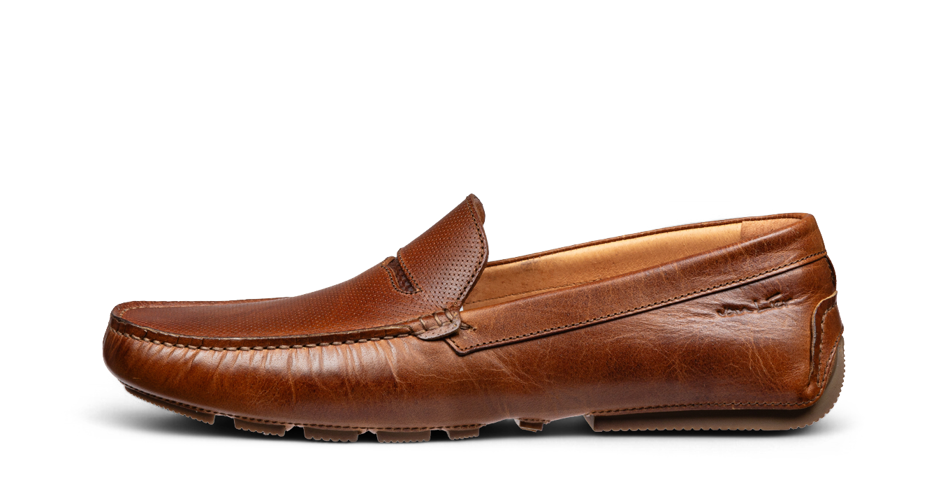 Bruin cognac gladleren Mocassin
