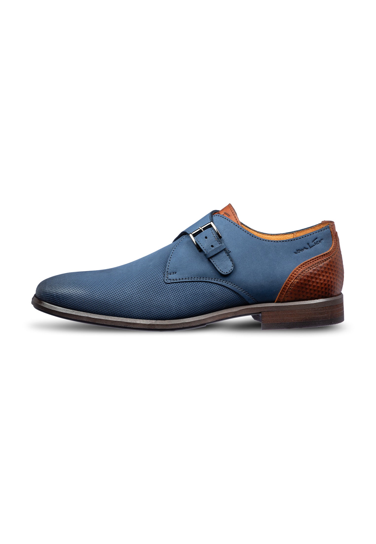 Blauw nubuck Erasmo gespschoen