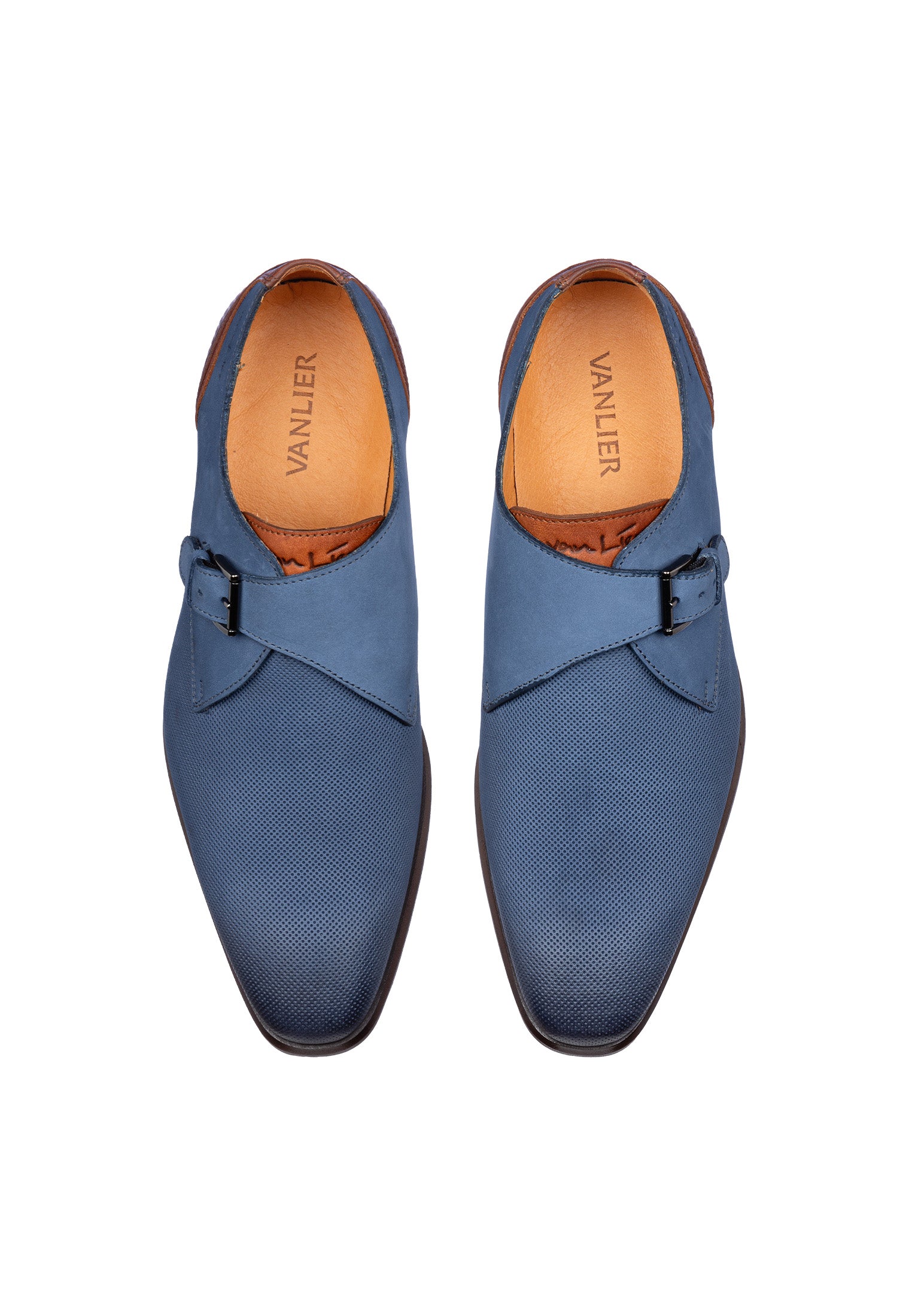 Blauw nubuck Erasmo gespschoen