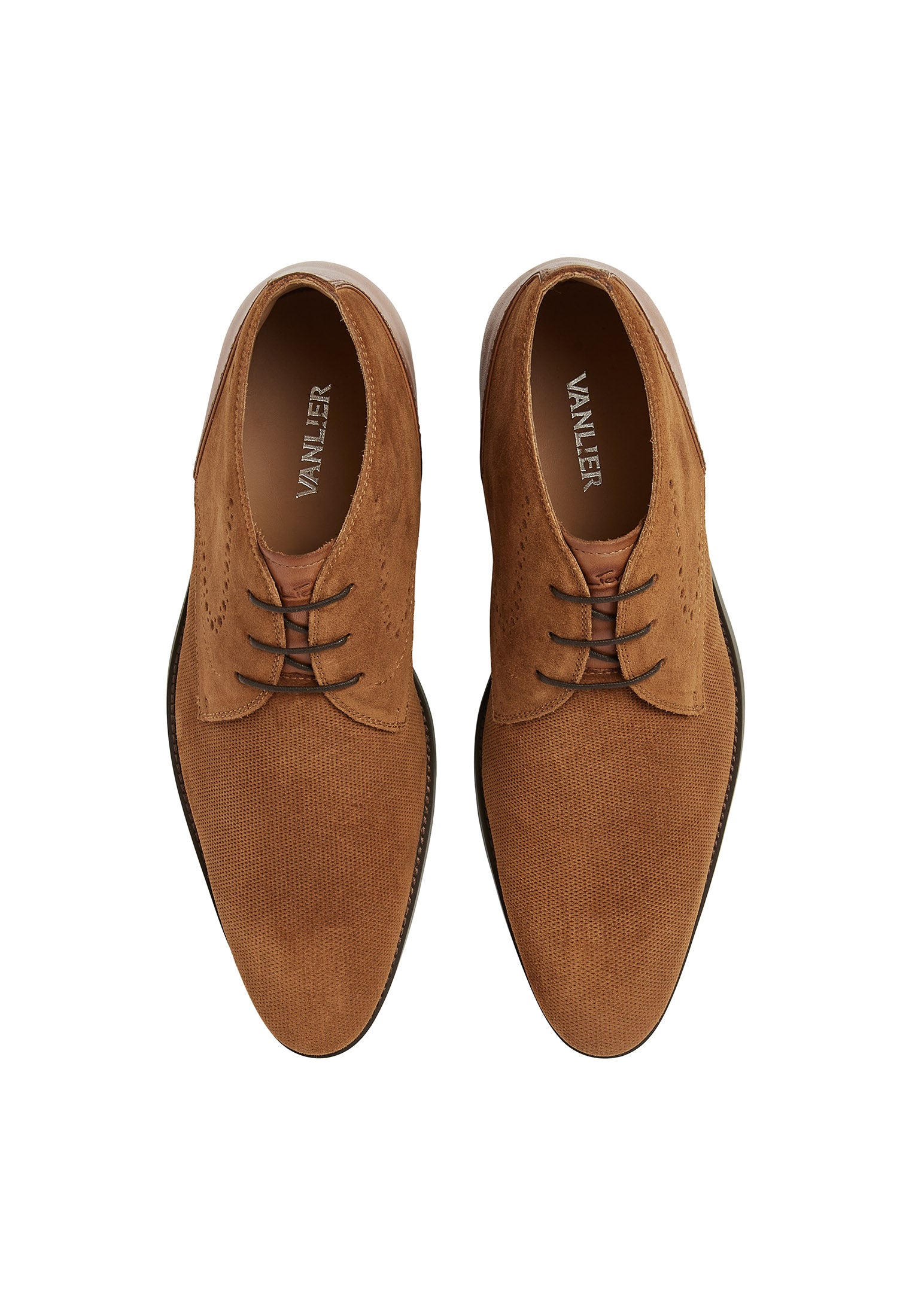 Cognac suède Vienna halflange veterschoen