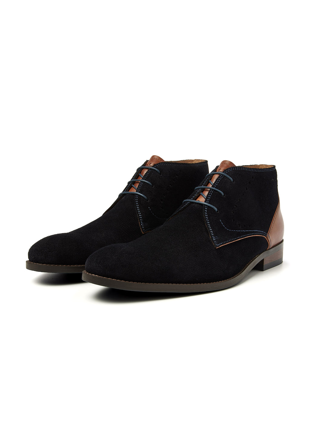 Navy Wildleder Vienna halbhoher Schnürschuh