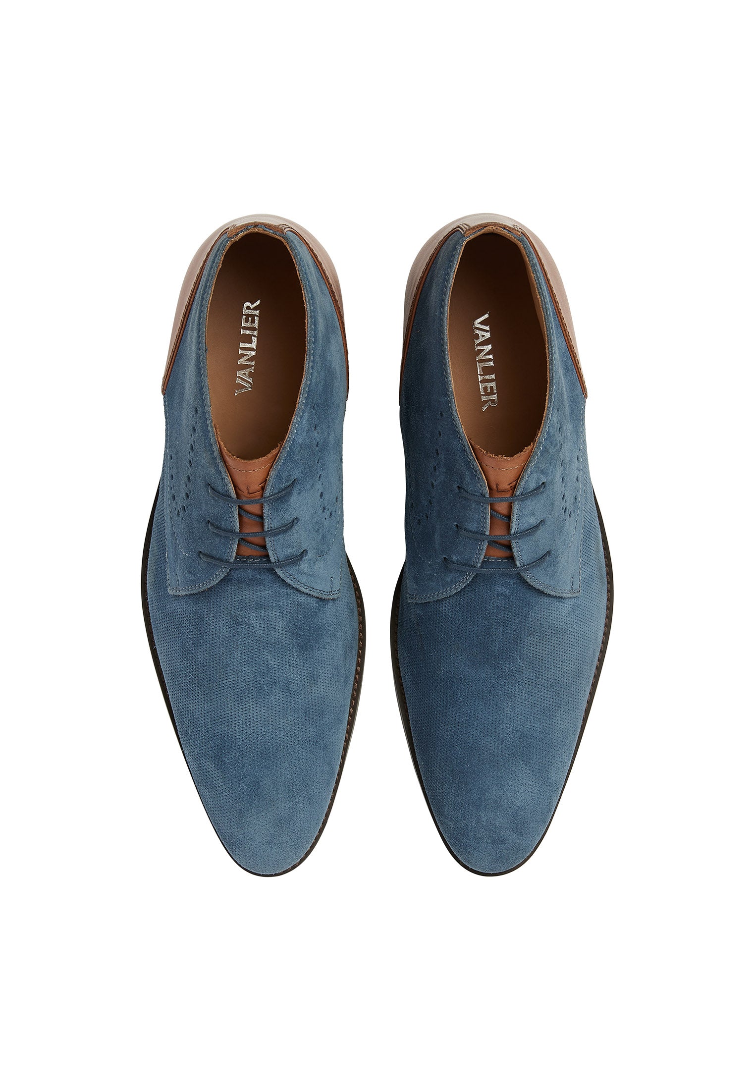Blauwildleder Vienna halbhoher Schnürschuh