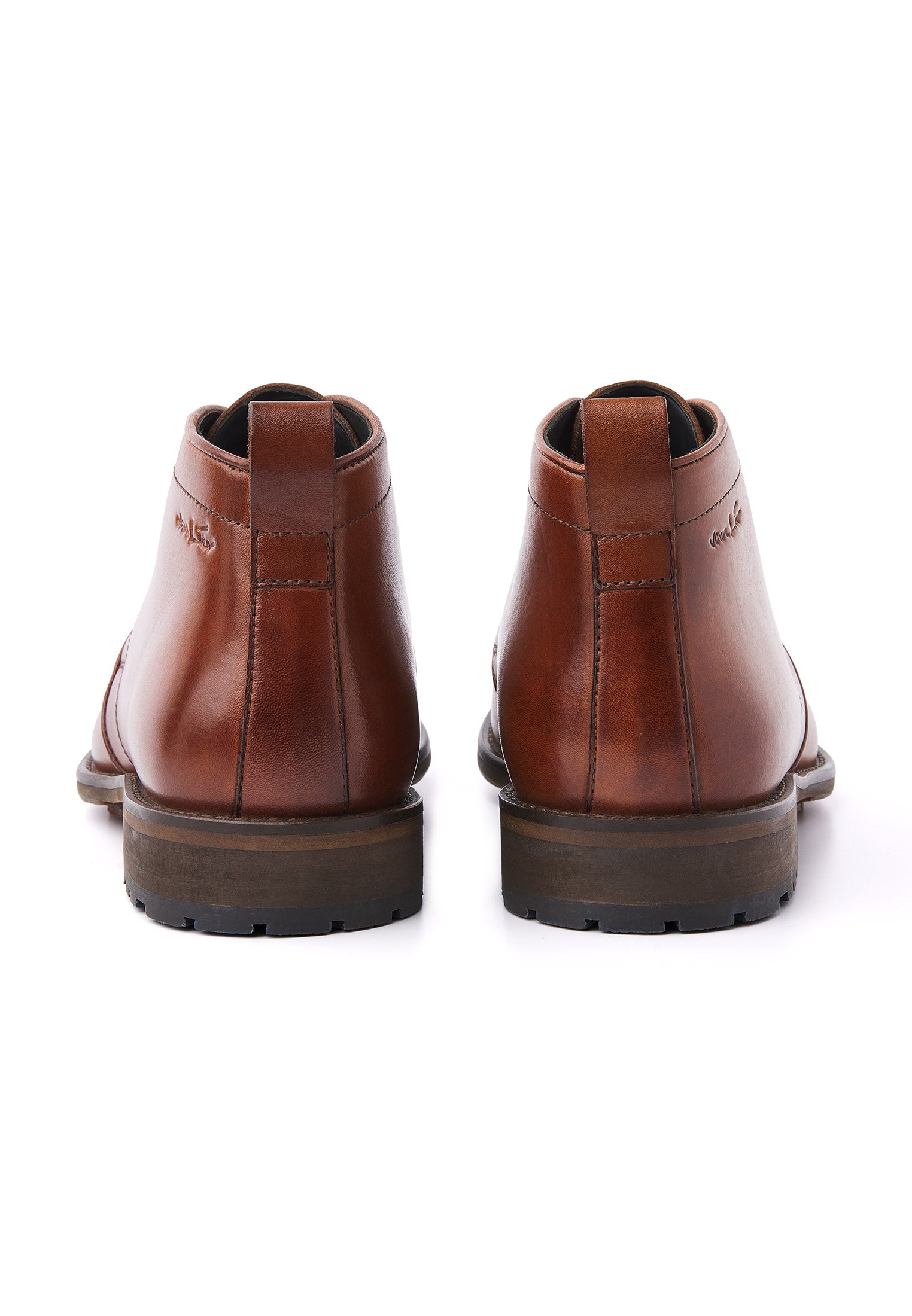 Cognac gladleren Montana halfhoge veterschoen