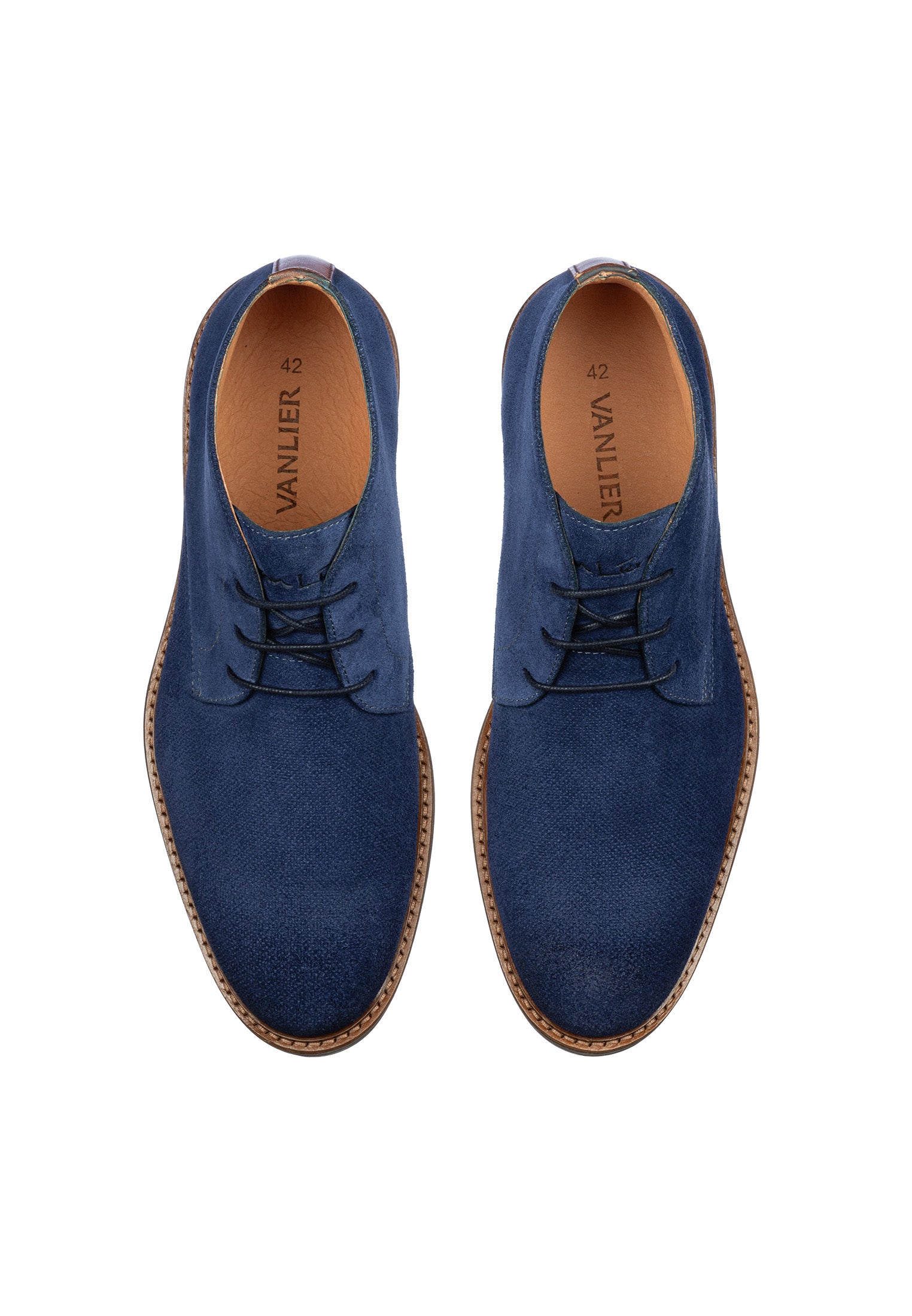 Blaues Wildleder Rigi halbhoher Schnürschuh