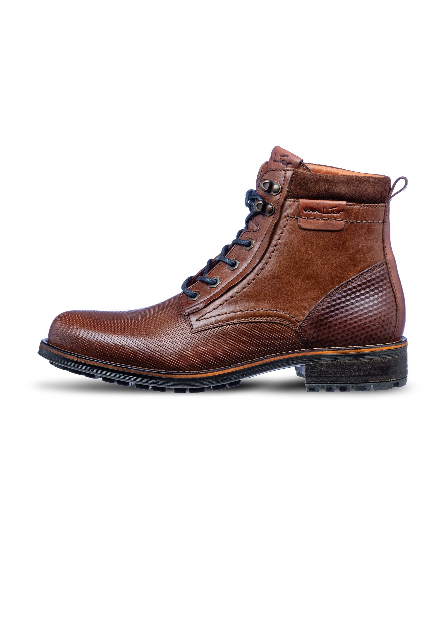 Bruin cognac gladleren Fritz boot