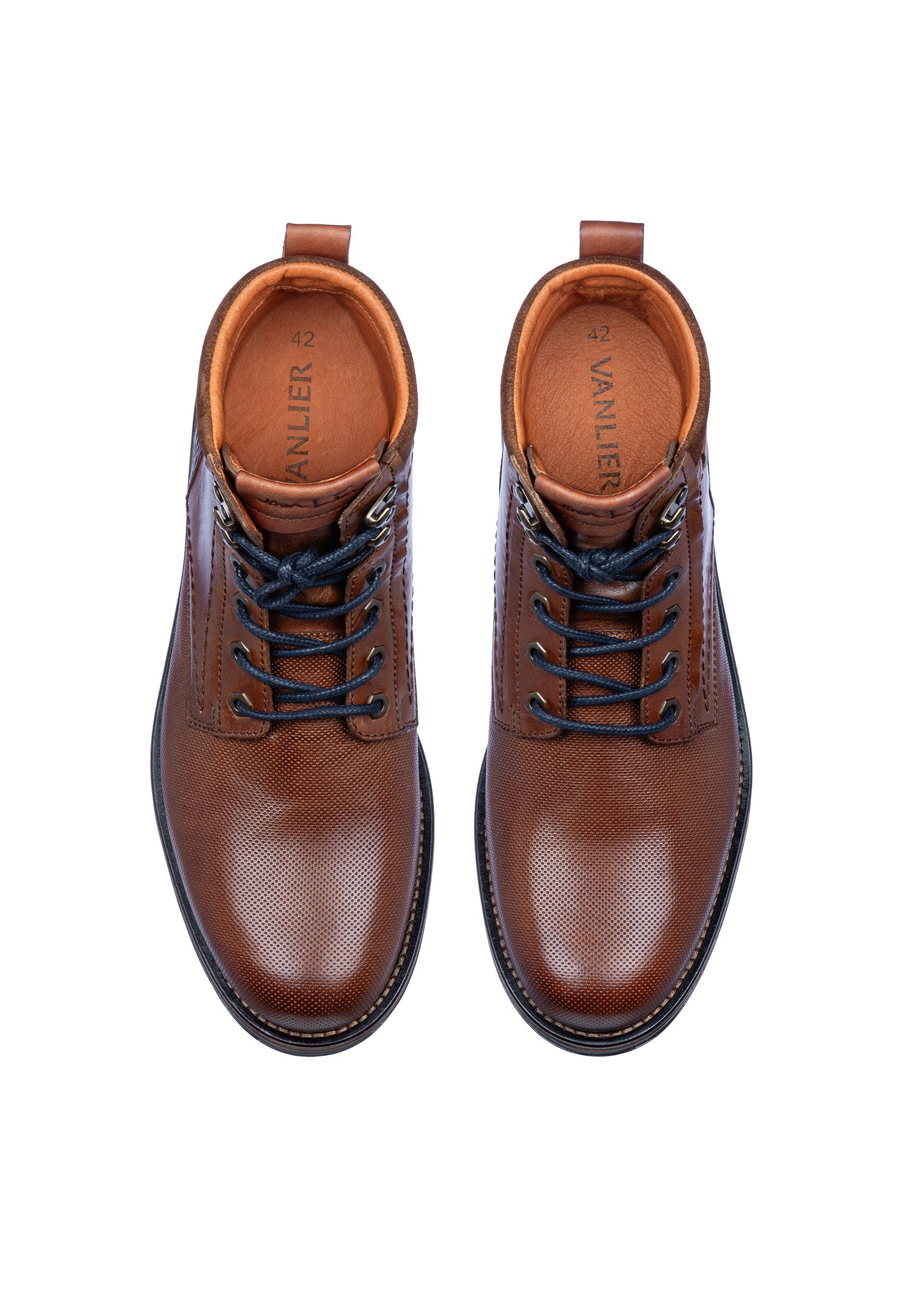 Bruin cognac gladleren Fritz boot