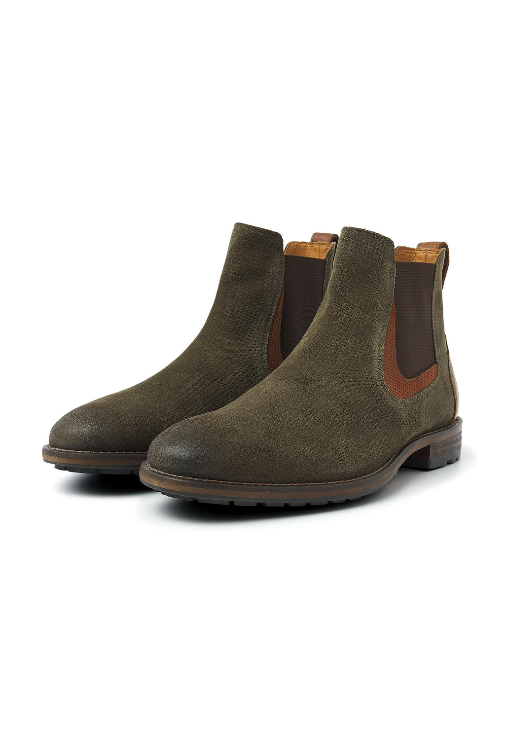 Grau-grüner Wildleder-Chelsea-Boot