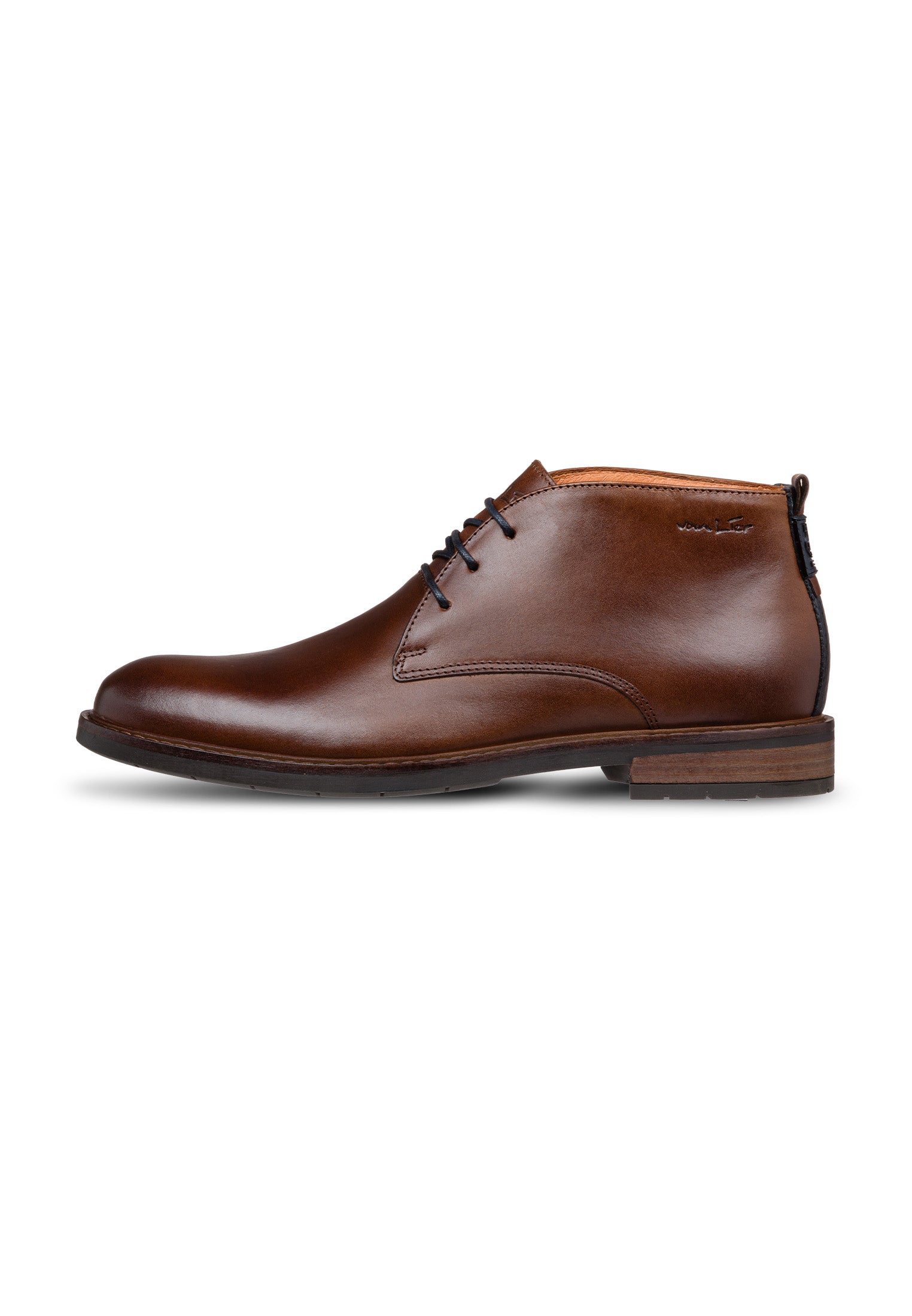 Cognac gladleren Boston boot