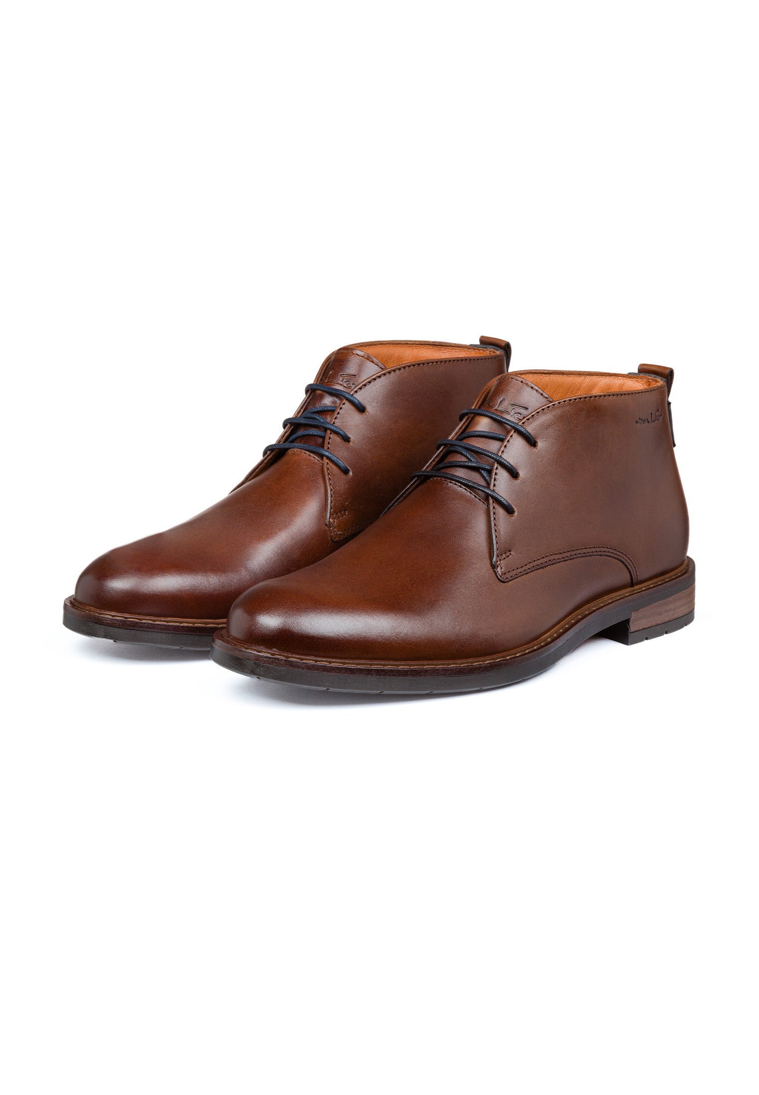 Cognac gladleren Boston boot