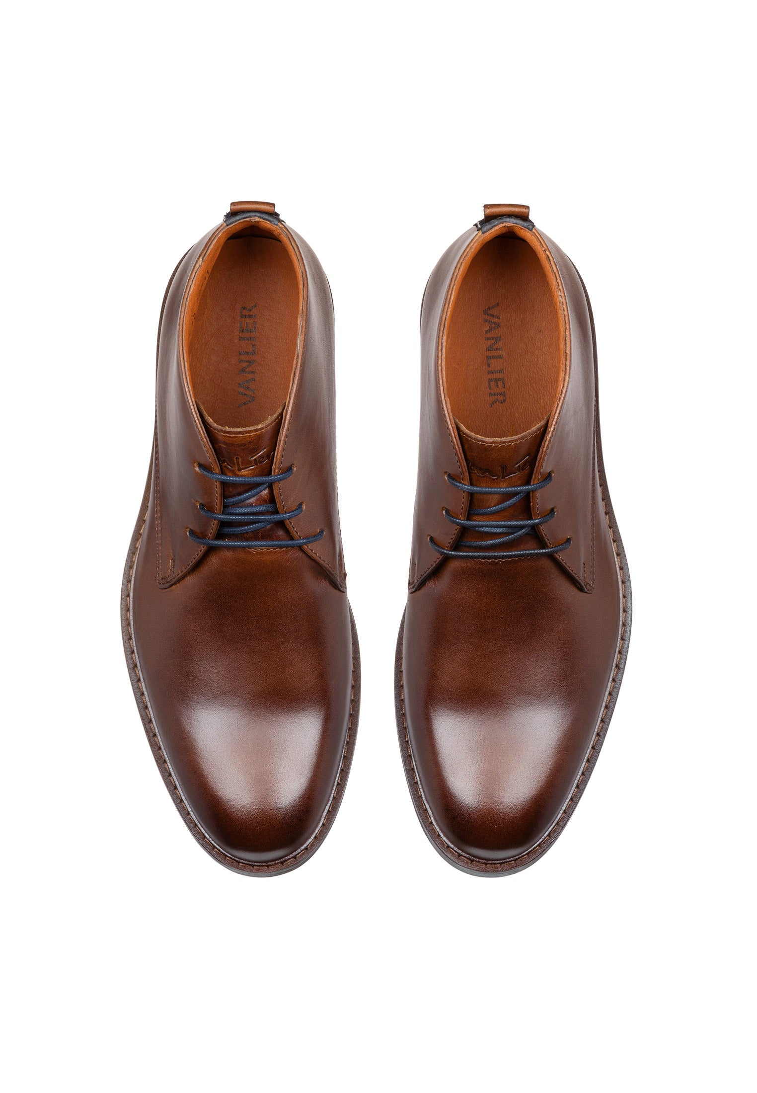 Cognac gladleren Boston boot