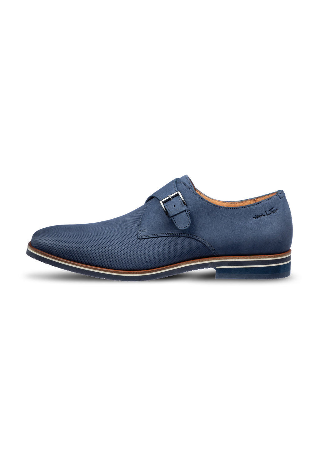 Blauwe nubuck Amalfi gespschoen