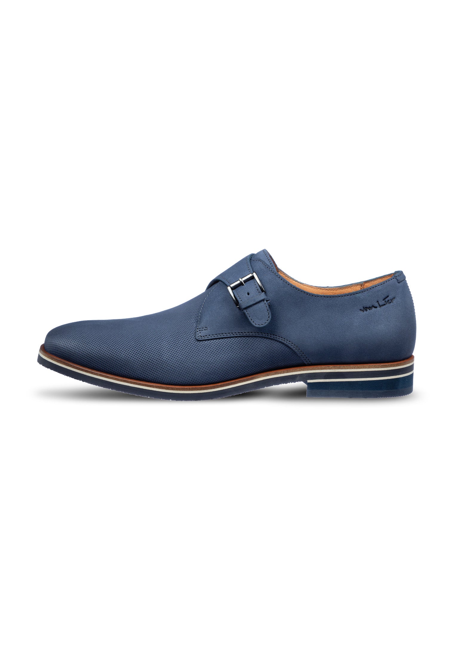 Blauwe nubuck Amalfi gespschoen