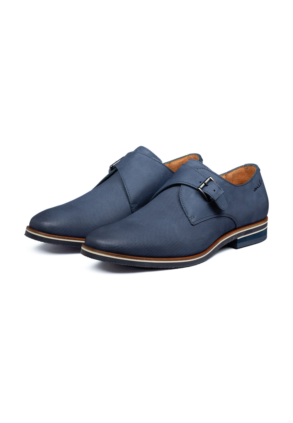 Blauwe nubuck Amalfi gespschoen