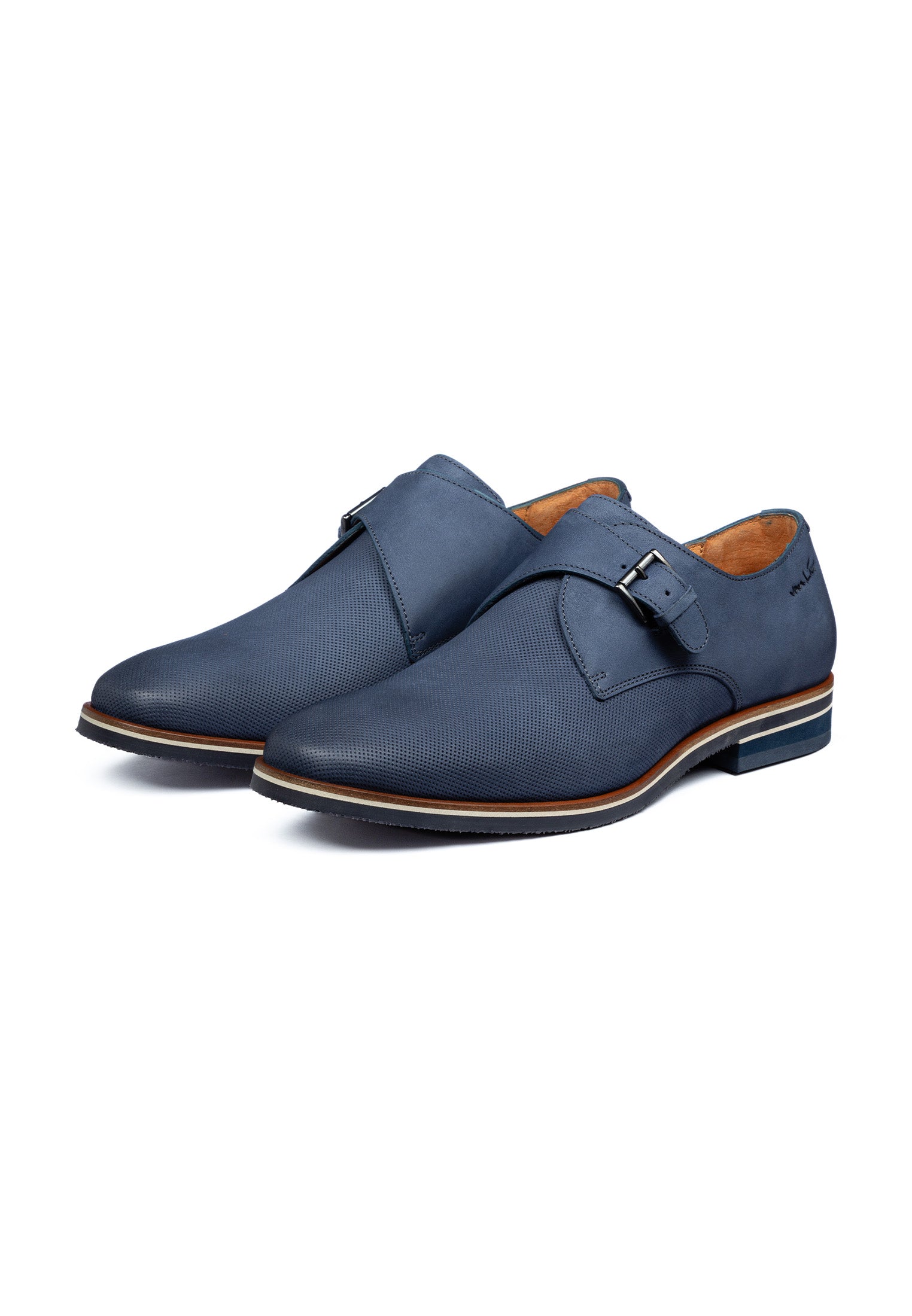 Blauwe nubuck Amalfi gespschoen