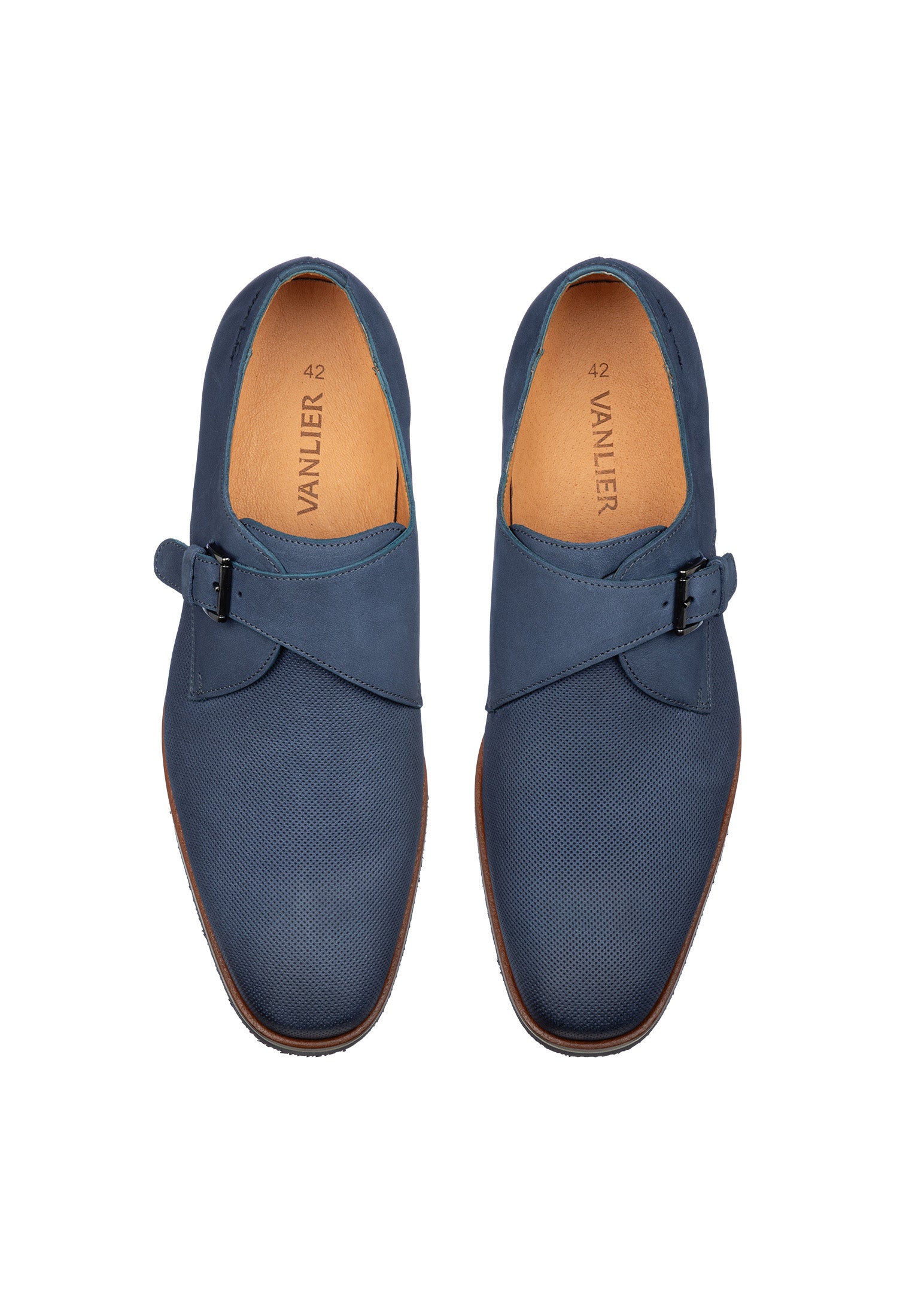Blauwe nubuck Amalfi gespschoen