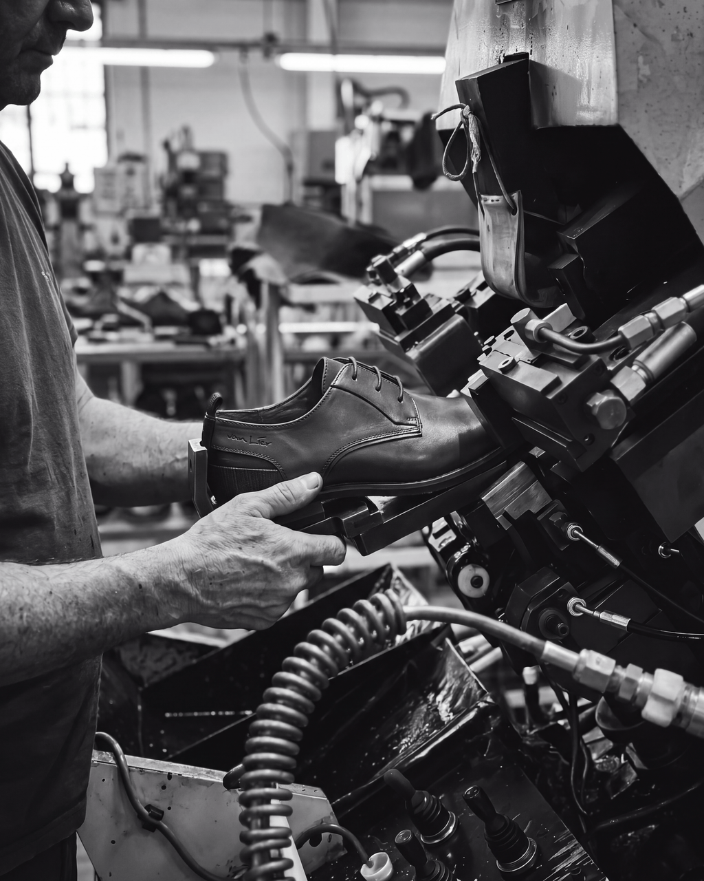 Cognac gladleren Amalfi veterschoen – vakmanschap in de fabriek