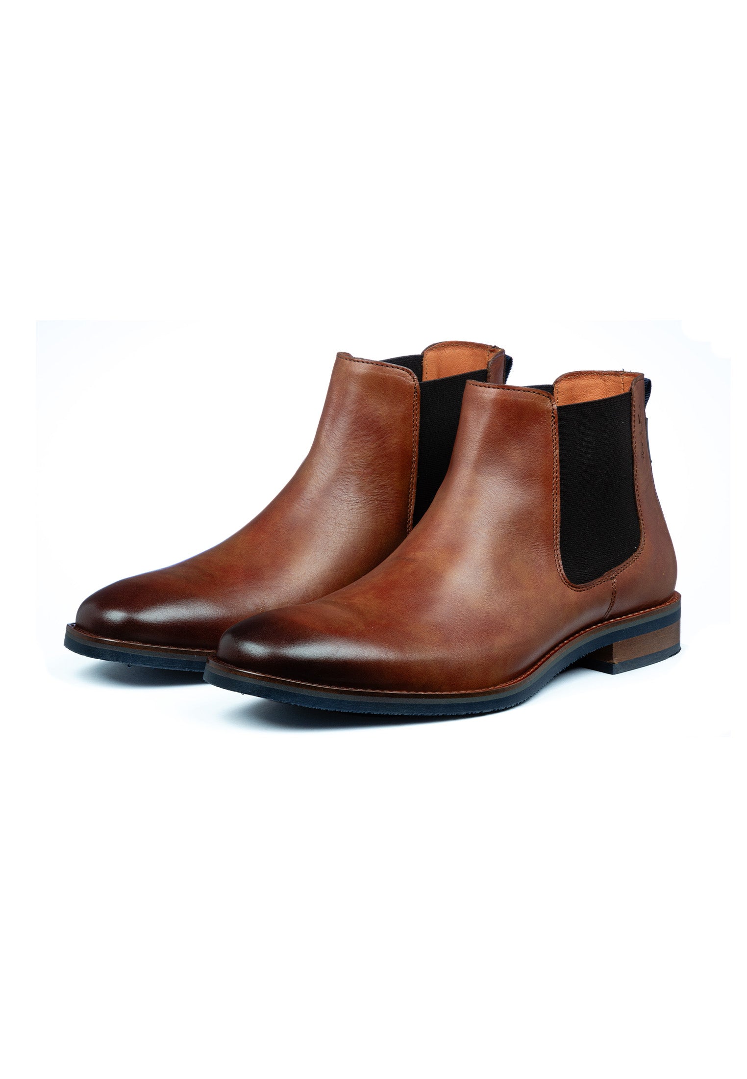 Cognac gladleren Amalfi chelsea boot
