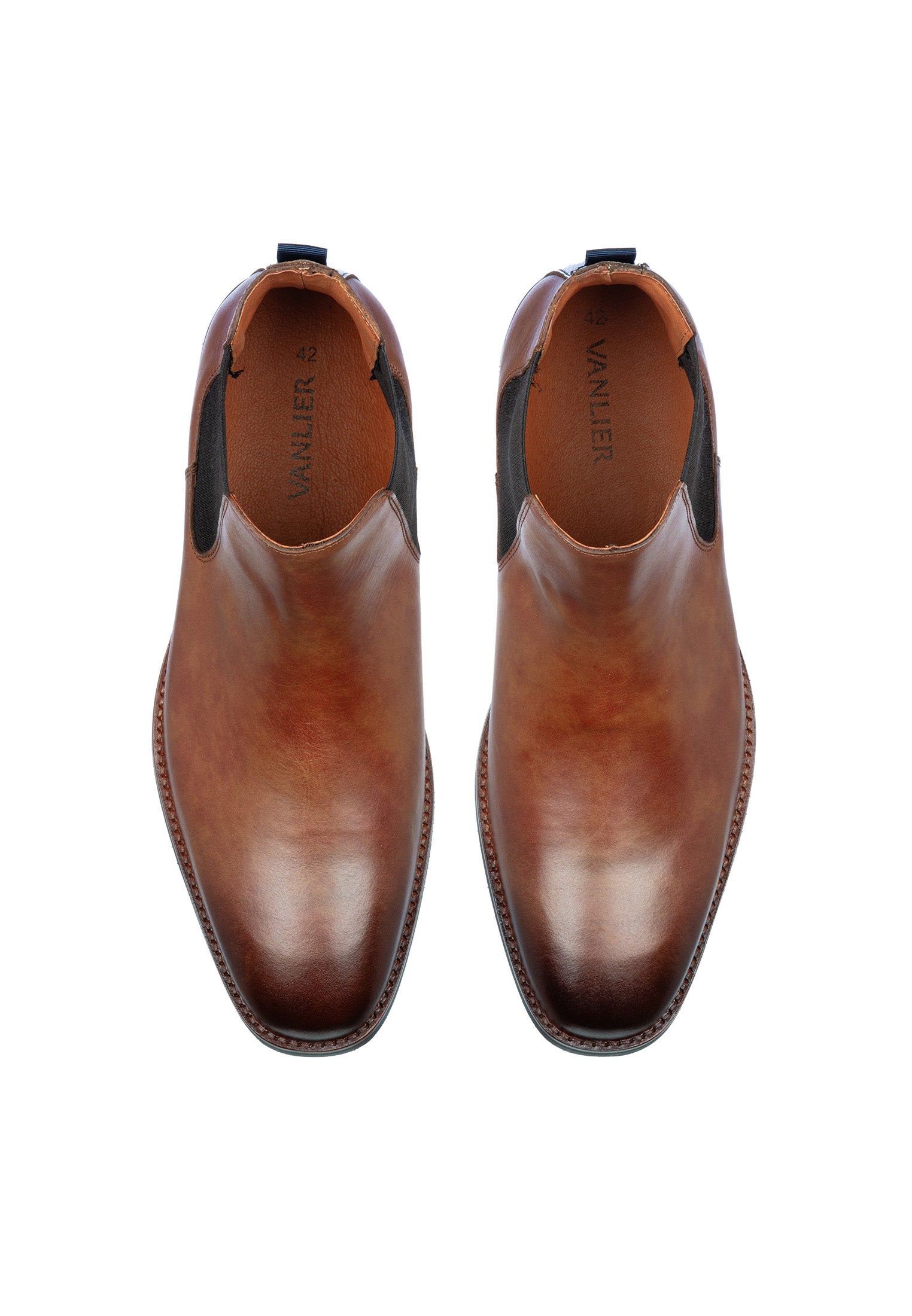 Cognac gladleren Amalfi chelsea boot