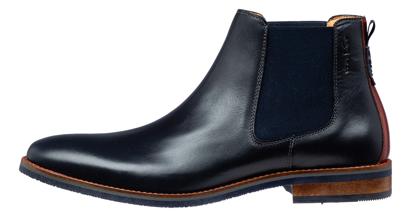 Navy gladleren Amalfi chelsea boot