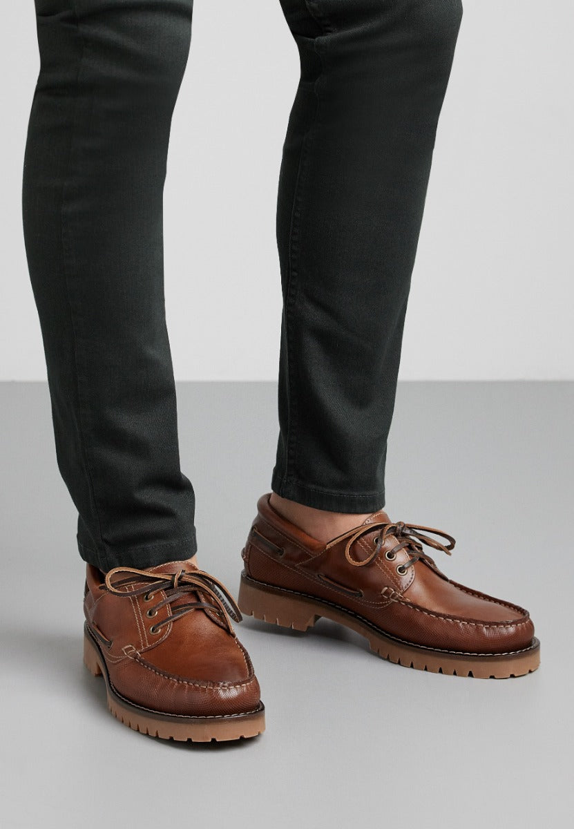 Bruin cognac gladleren Baylands loafer