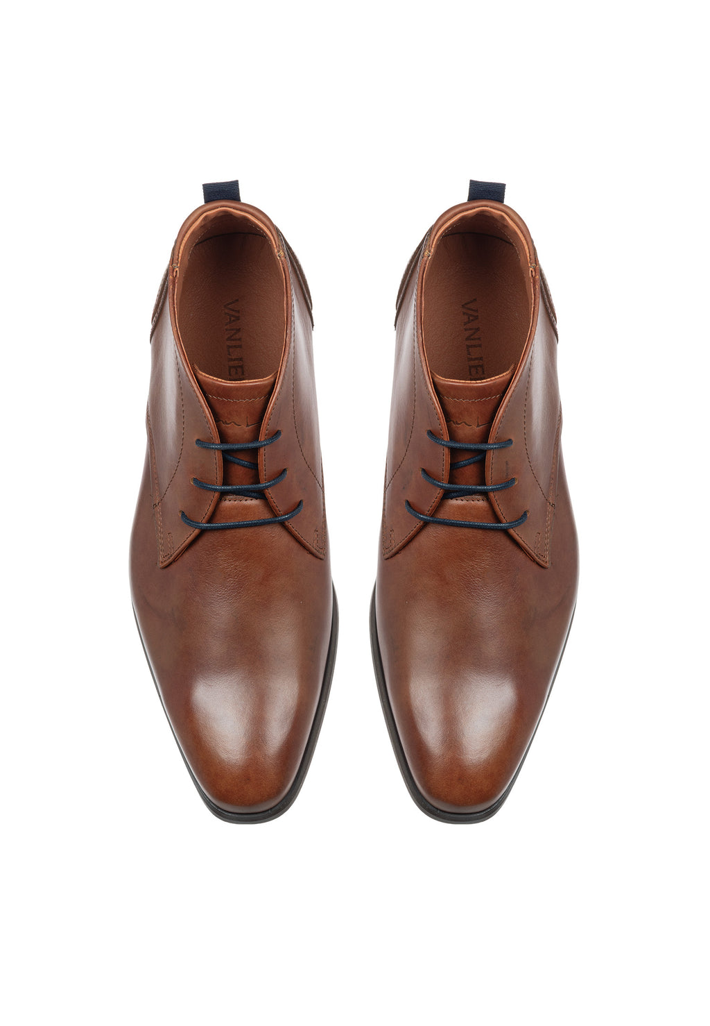 Cognac gladleren Eramso veterschoen