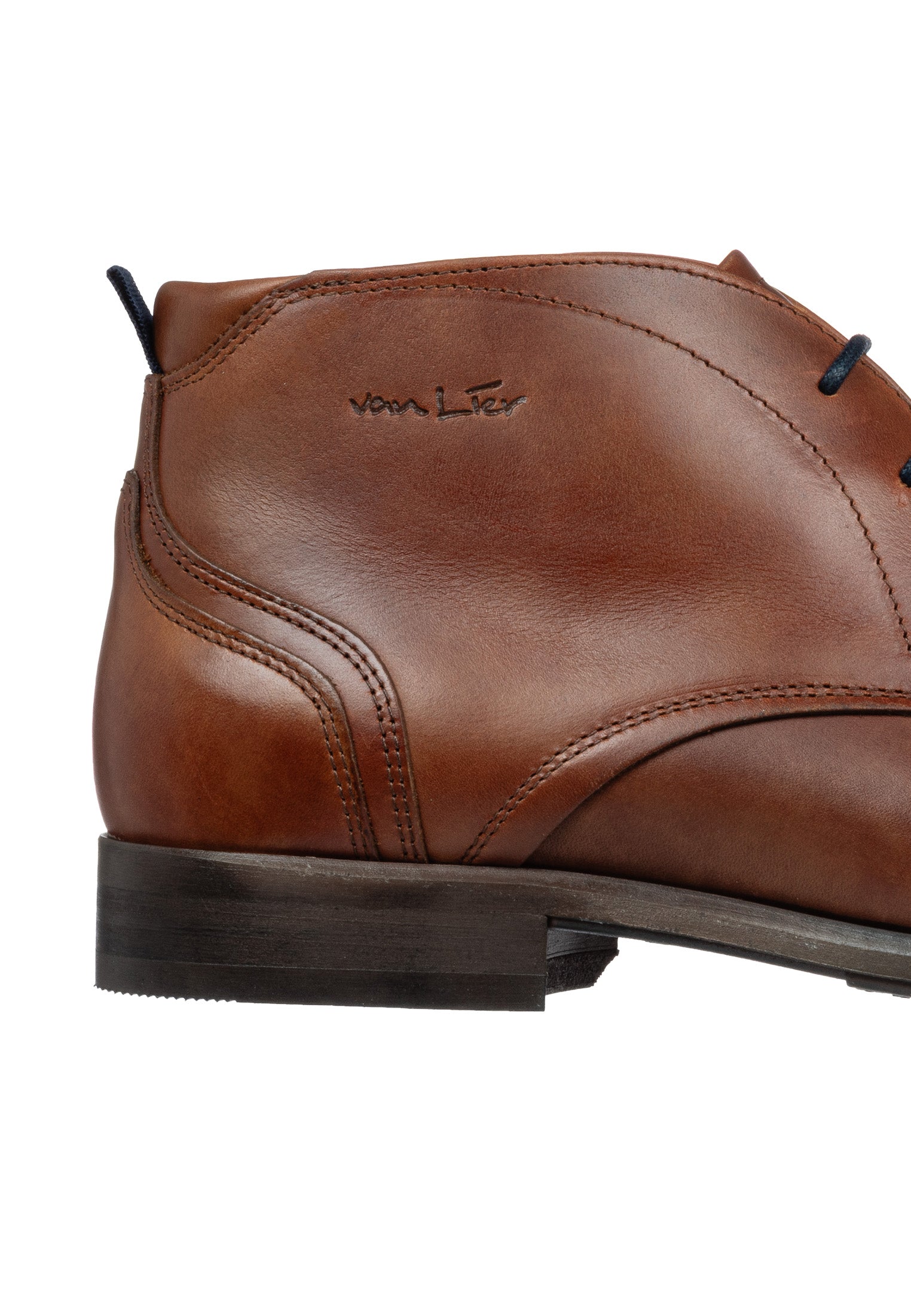 Cognac gladleren Eramso veterschoen