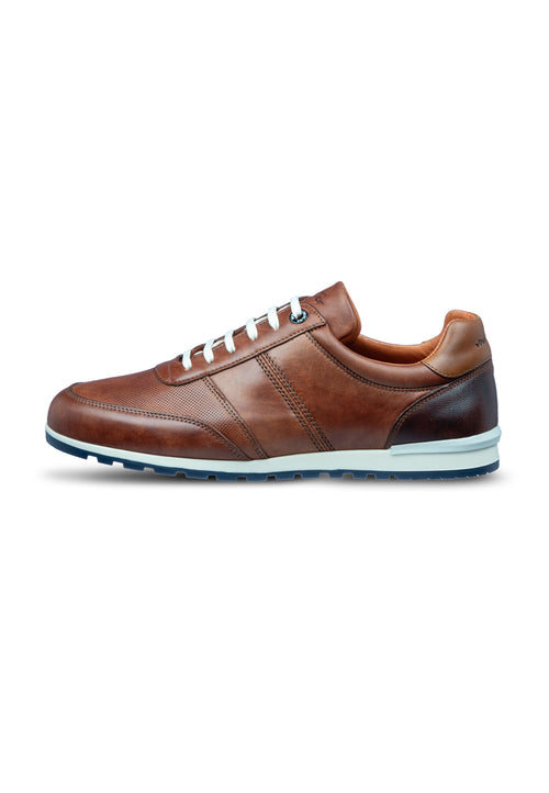 Heller cognacfarbener Glattleder-Sneaker Anzano