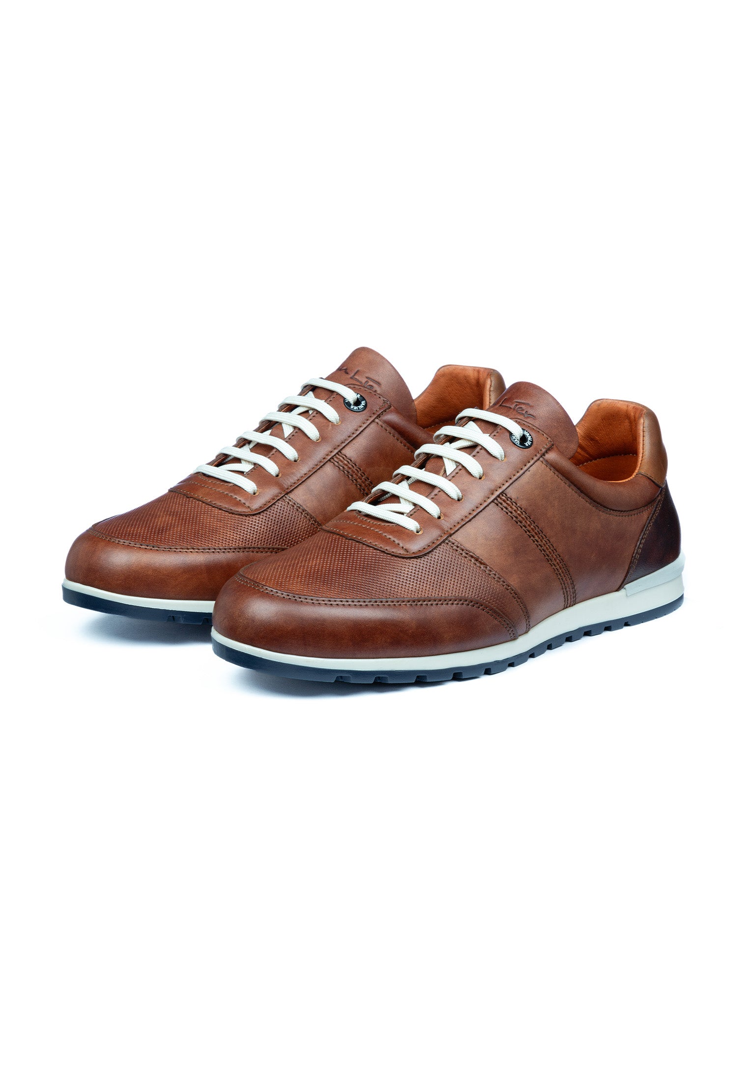 Heller cognacfarbener Glattleder-Sneaker Anzano