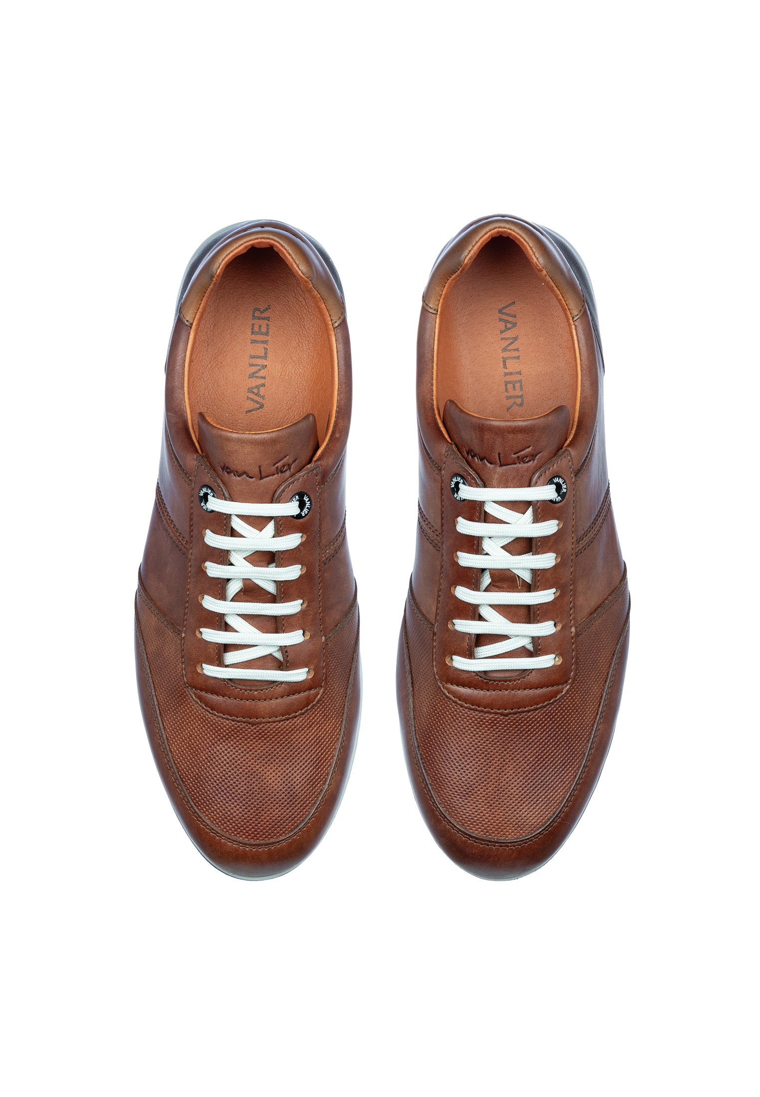 Heller cognacfarbener Glattleder-Sneaker Anzano