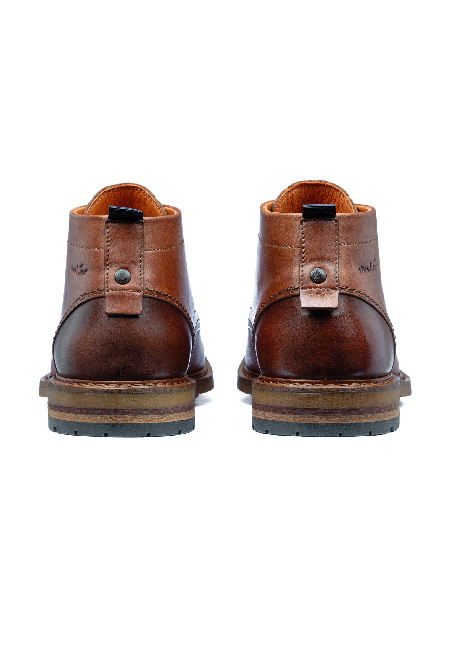 Cognac gladleren Dino veterschoen