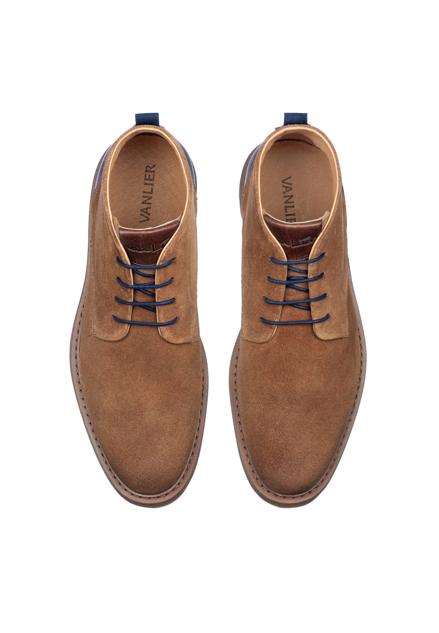 Roest cognac suède Dino halfhoge veterschoen