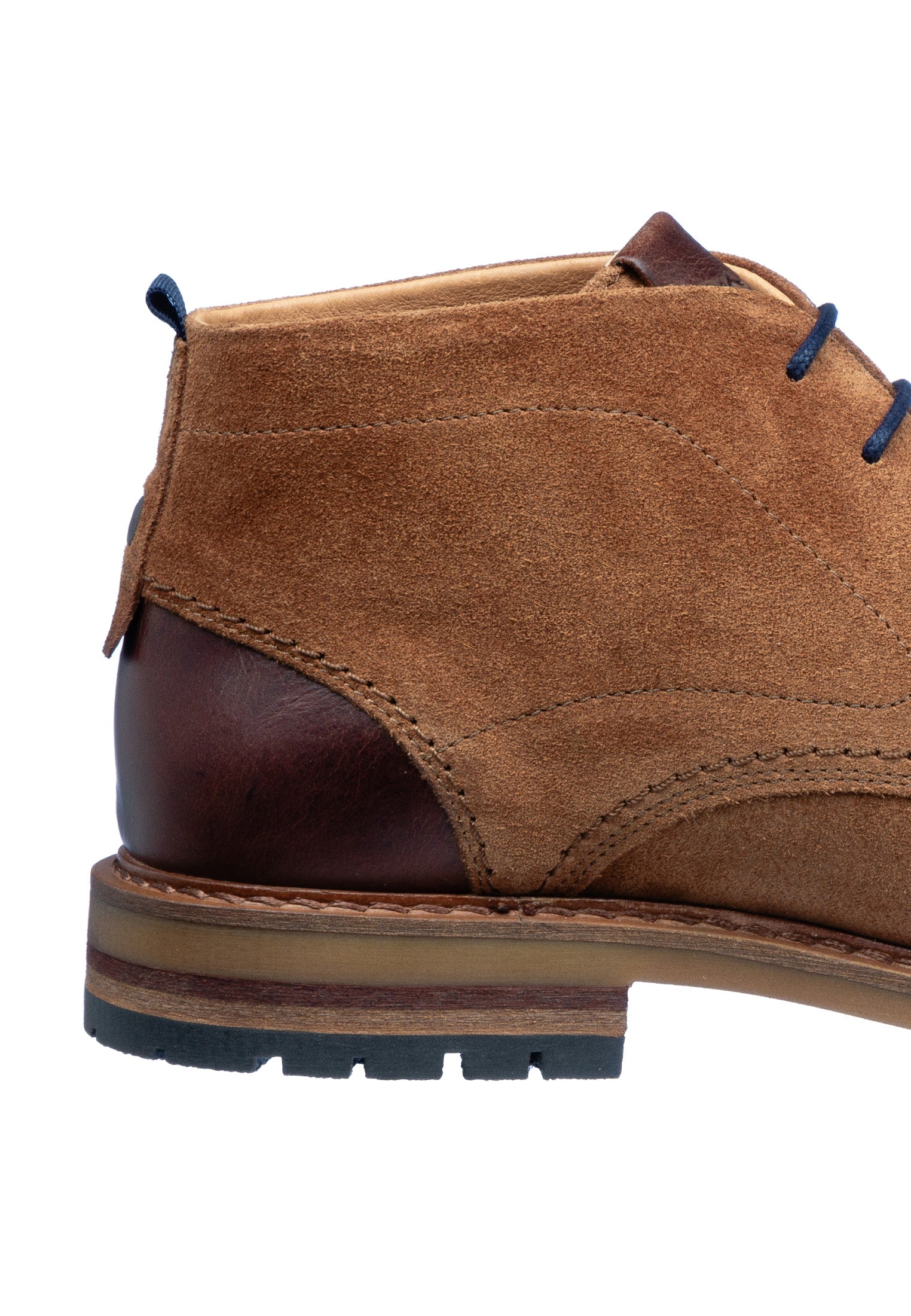 Roest cognac suède Dino halfhoge veterschoen