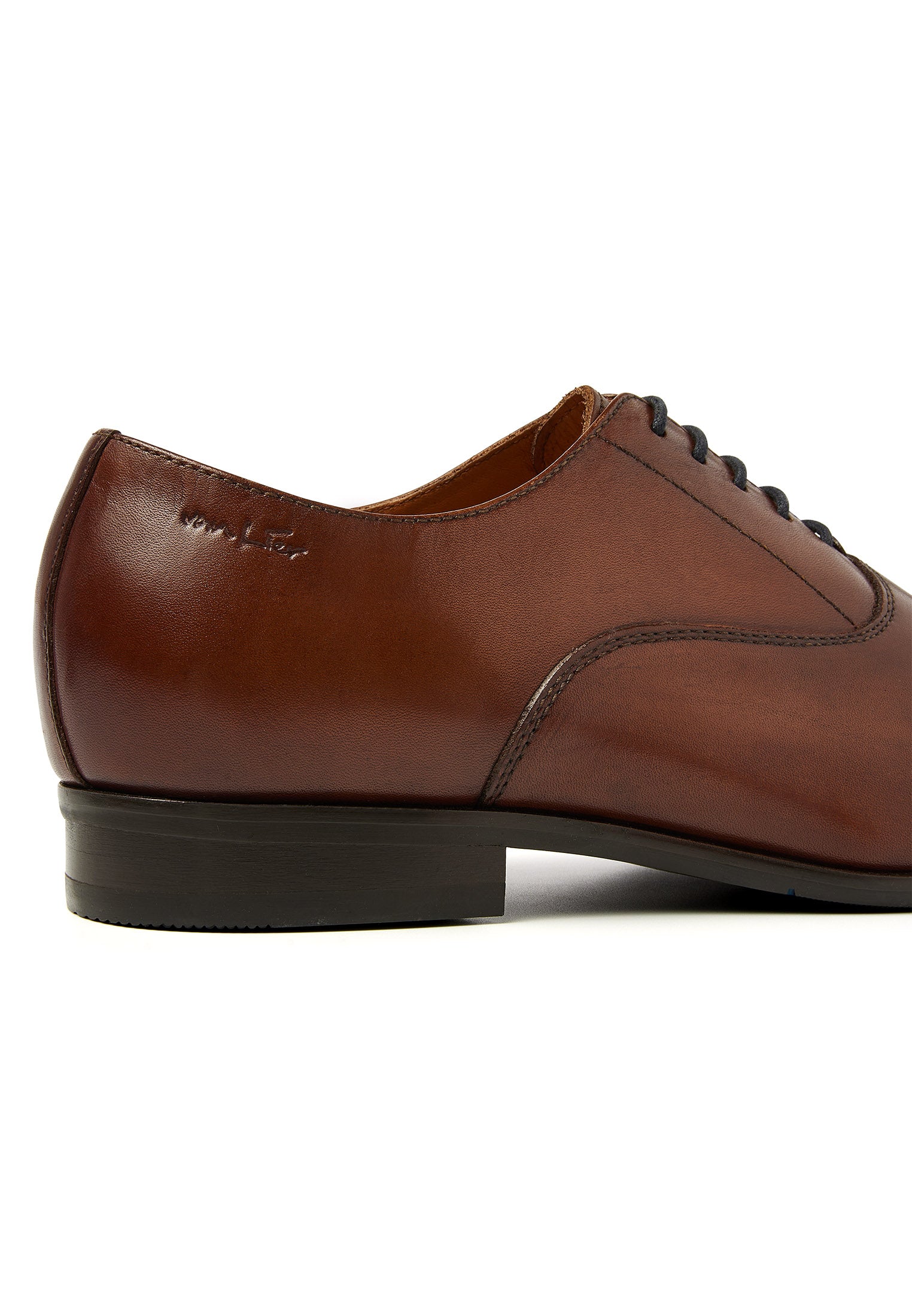 Cognac gladleren Santorini veterschoen